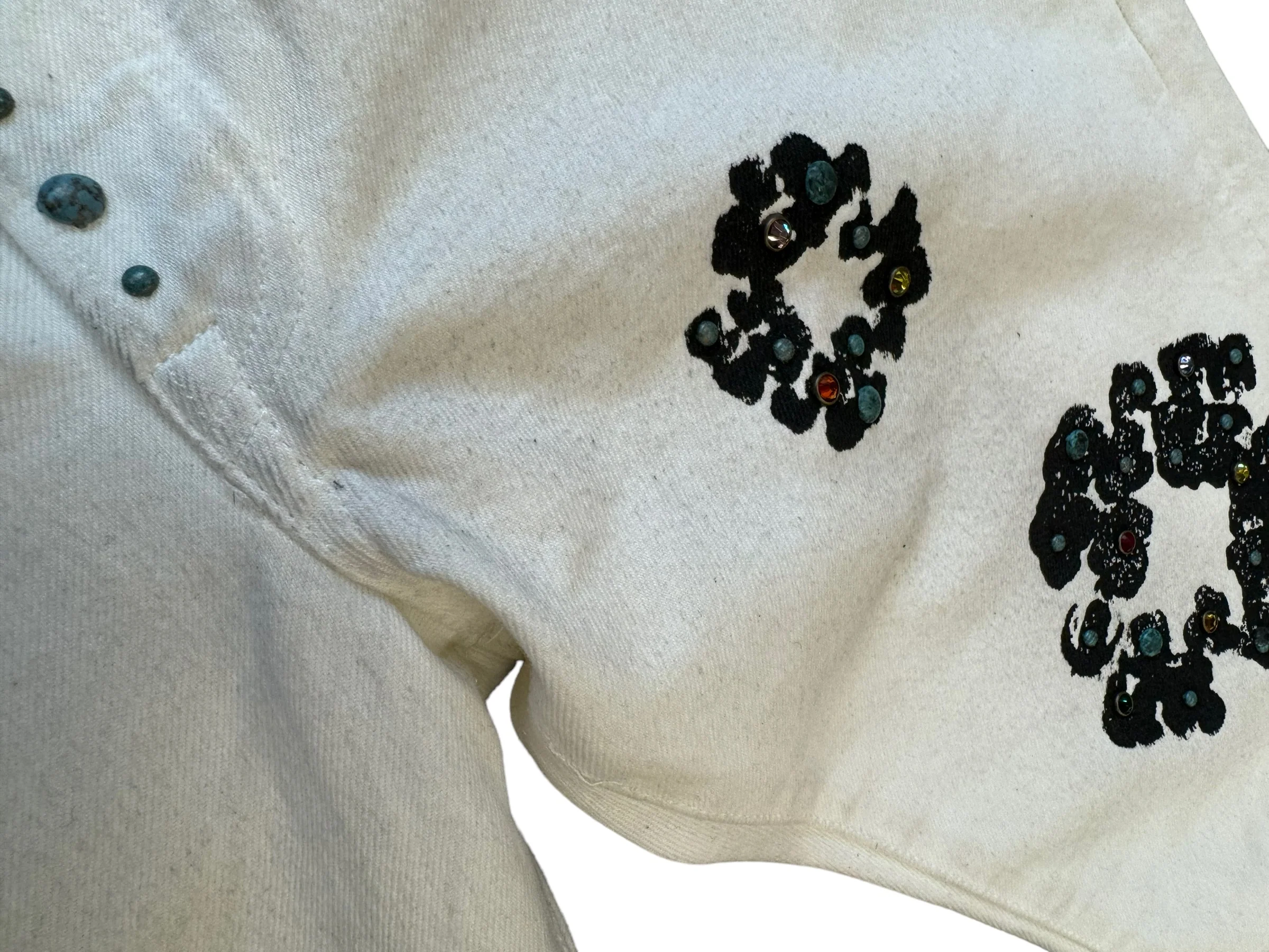 DENIM TEARS x LEVI'S 501 Cotton Rhinestone Wreath Jeans Pre-Owned W 34 L 34 - Image 4