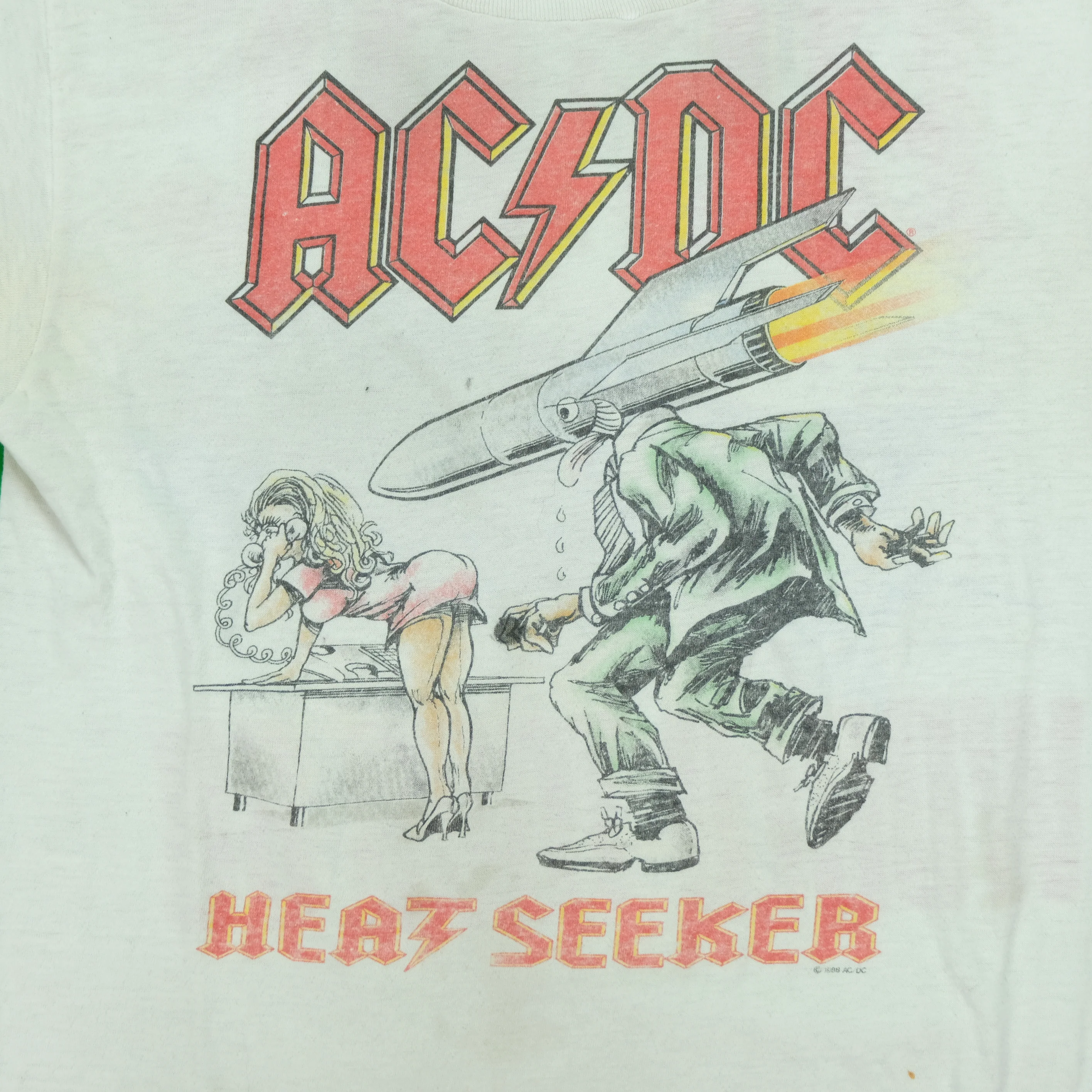 Vintage AC/DC Heatseeker 1988 Tour T Shirt 80s White M - Image 3