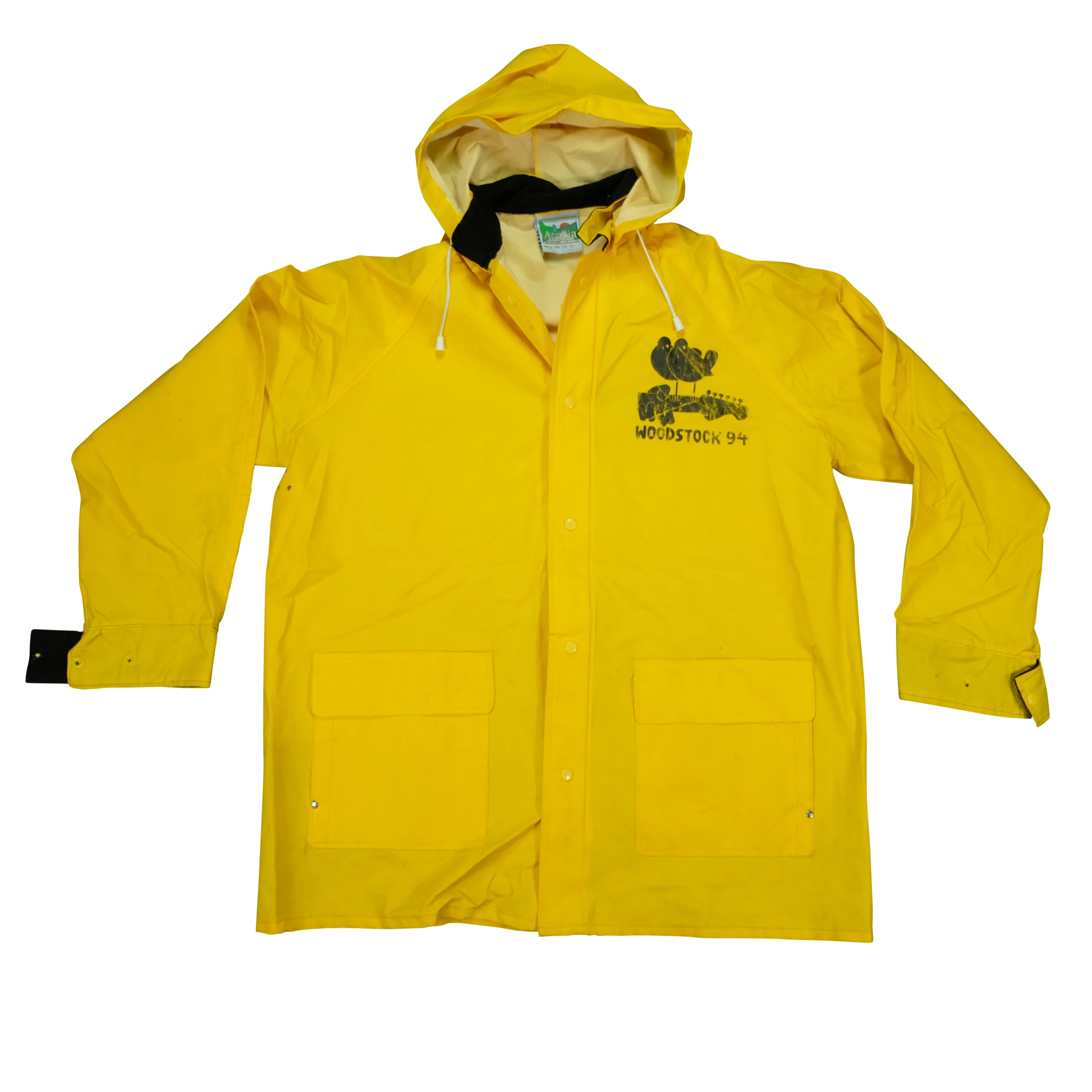 Vintage ACADIA Woodstock Music Festival Saugerties New York 1994 Windbreaker Jacket 90s Yellow XL