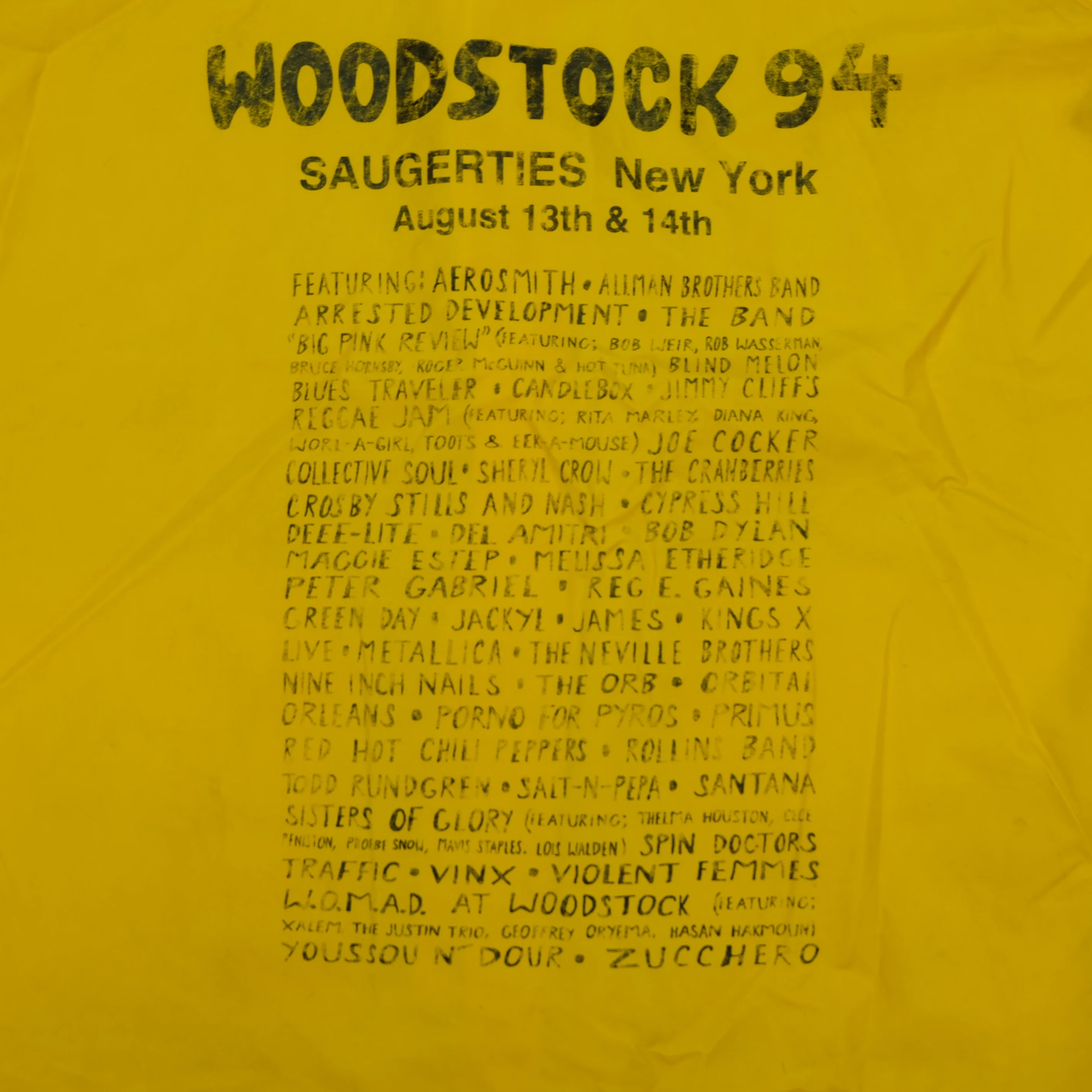 Vintage ACADIA Woodstock Music Festival Saugerties New York 1994 Windbreaker Jacket 90s Yellow XL - Image 13