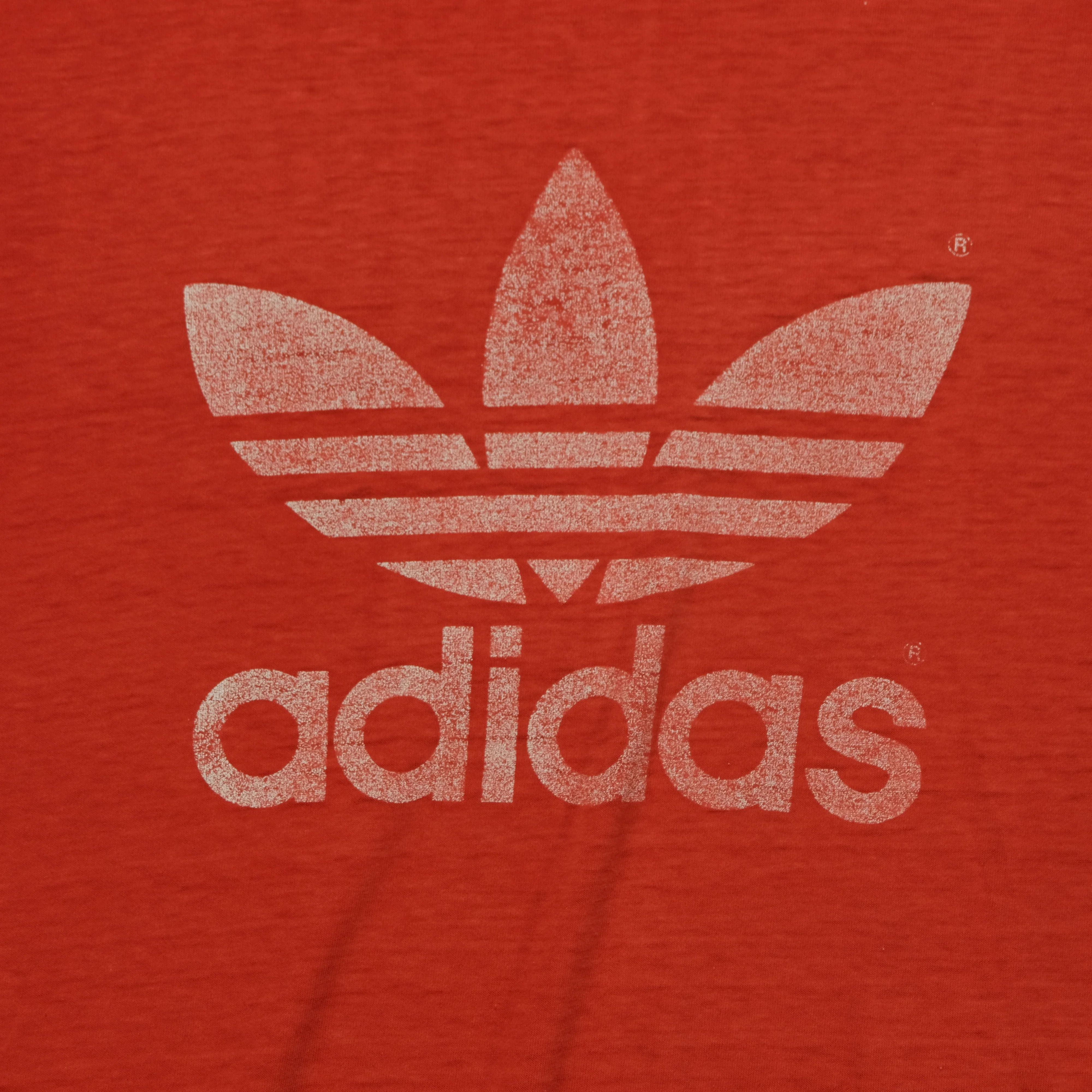 Vintage ADIDAS Spell Out Trefoil T Shirt 80s 90s Red XL - Image 3