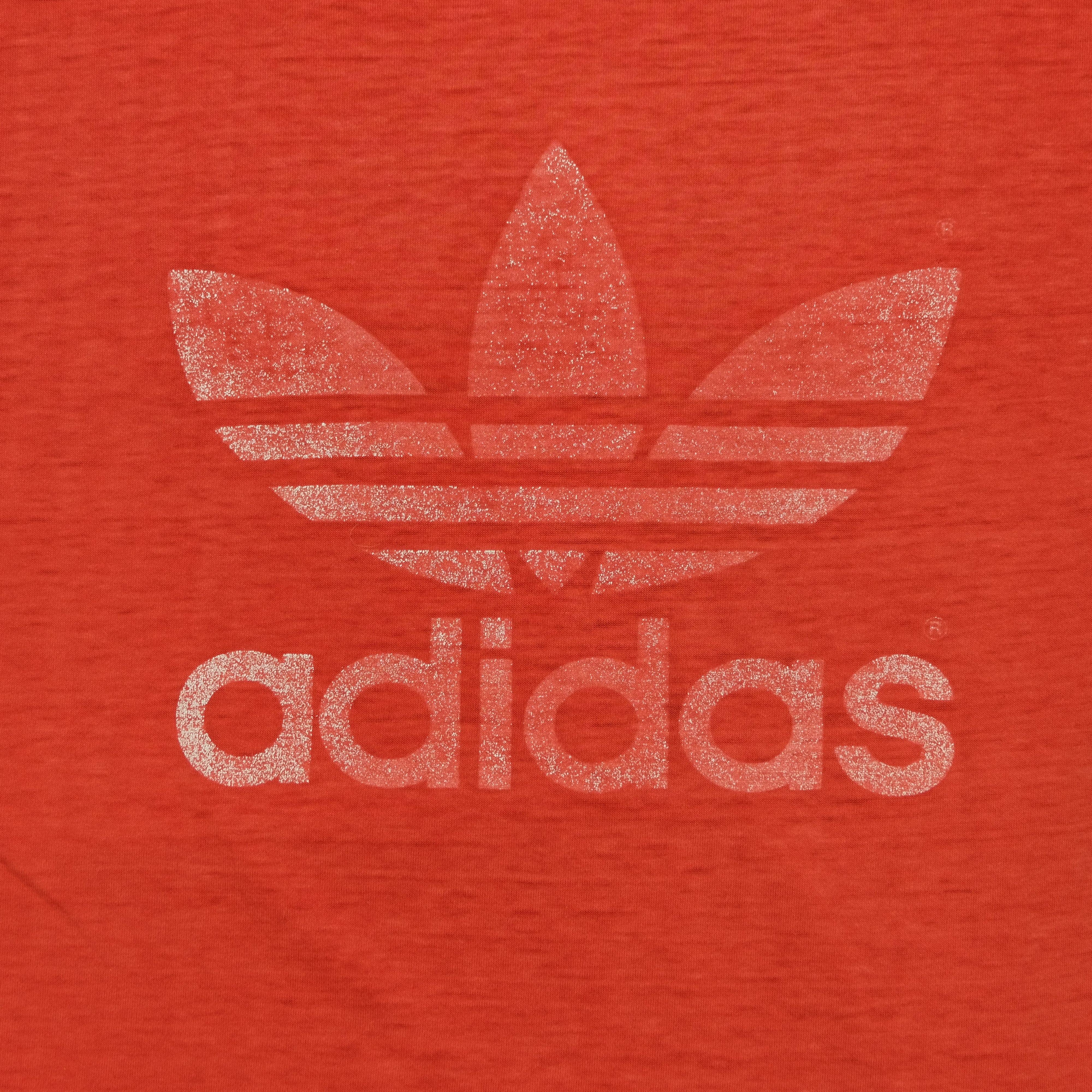 Vintage ADIDAS Spell Out Trefoil T Shirt 80s 90s Red XL - Image 7