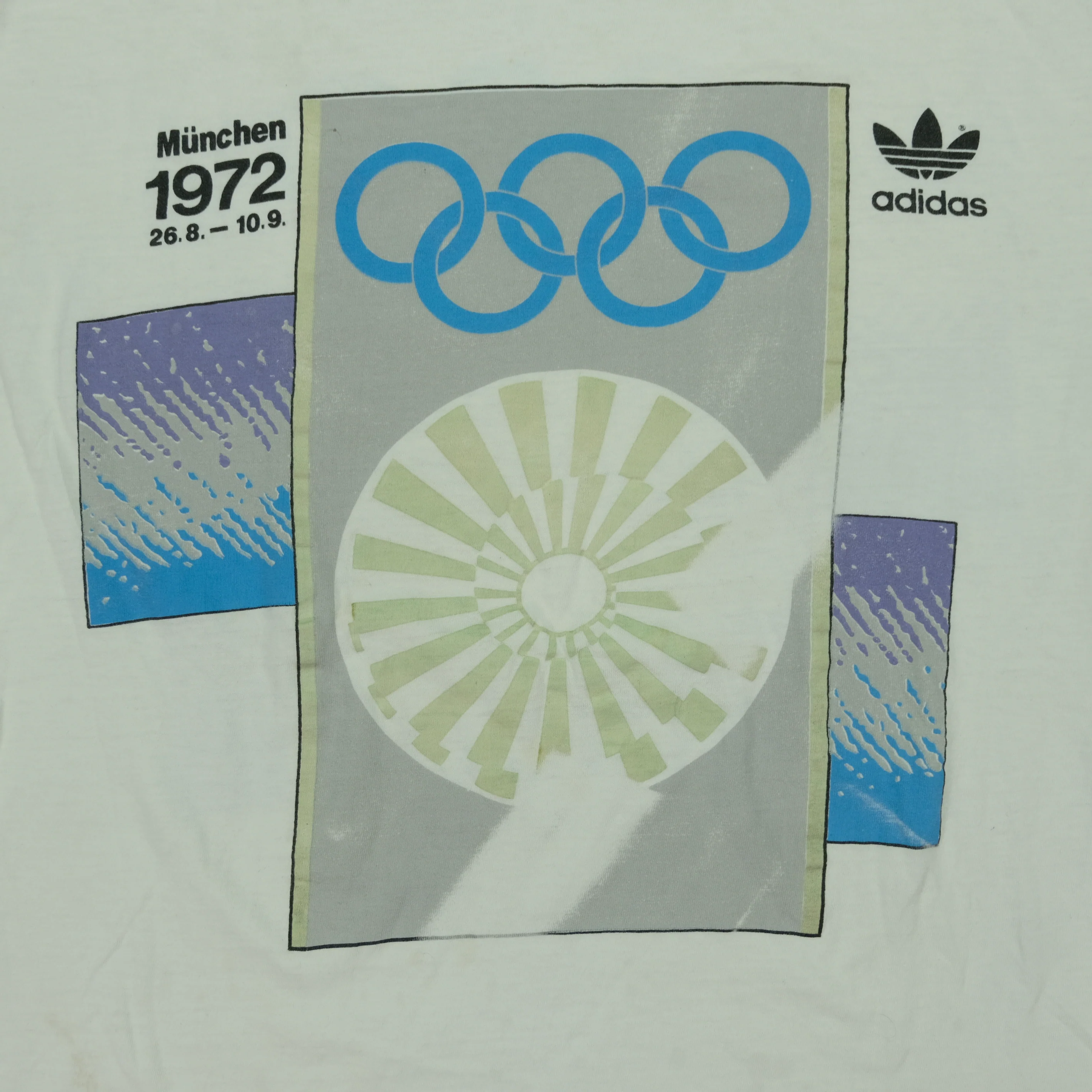 Vintage ADIDAS Stockholm 1912 Munich 1972 Olympic Games T Shirt 80s 90s White M - Image 3