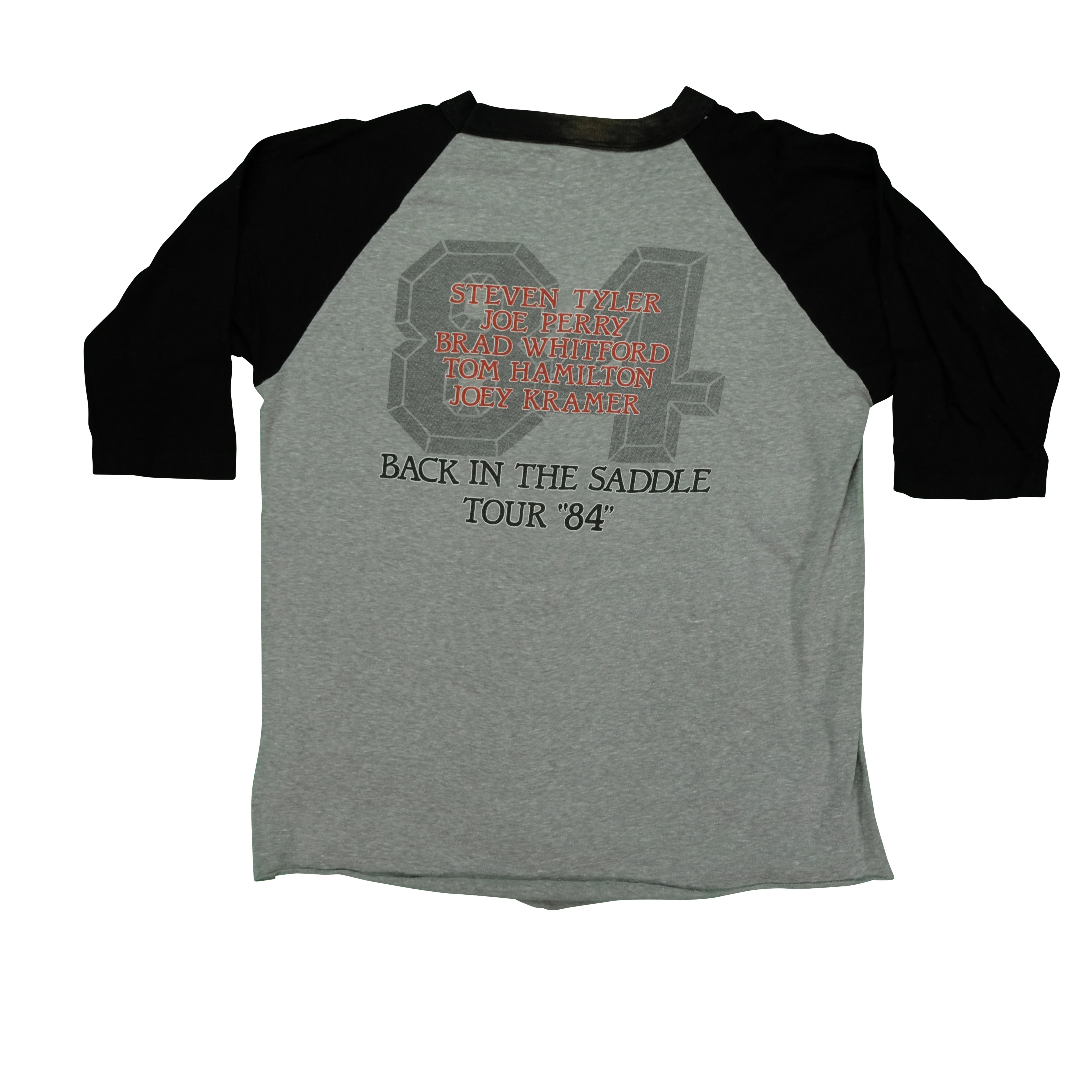 Vintage Aerosmith Back in the Saddle 1984 Tour Raglan T Shirt 80s Gray Black XL - Image 2