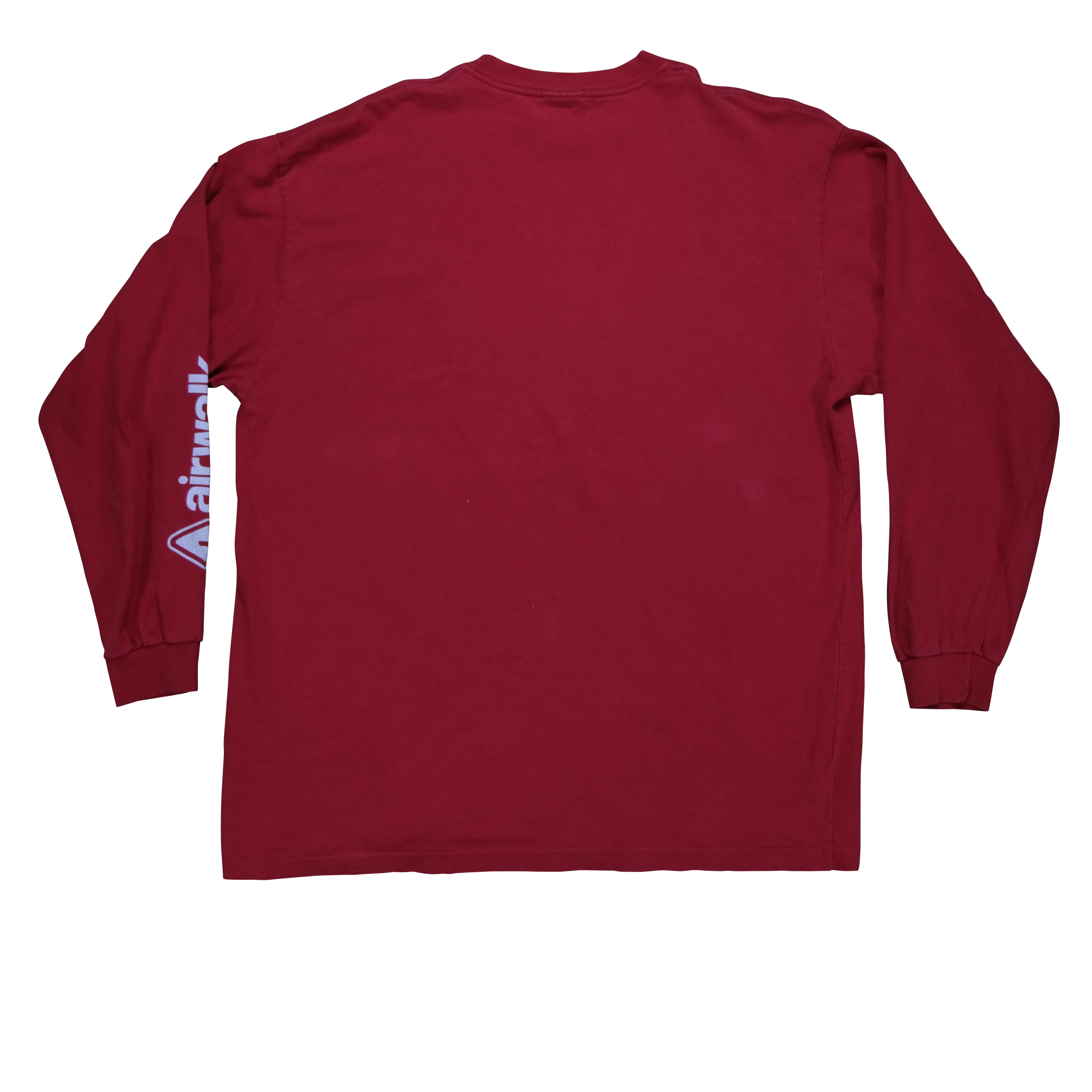 Vintage AIRWALK Skateboarding Spell Out Graphic Long Sleeve T Shirt 90s Red - Image 2