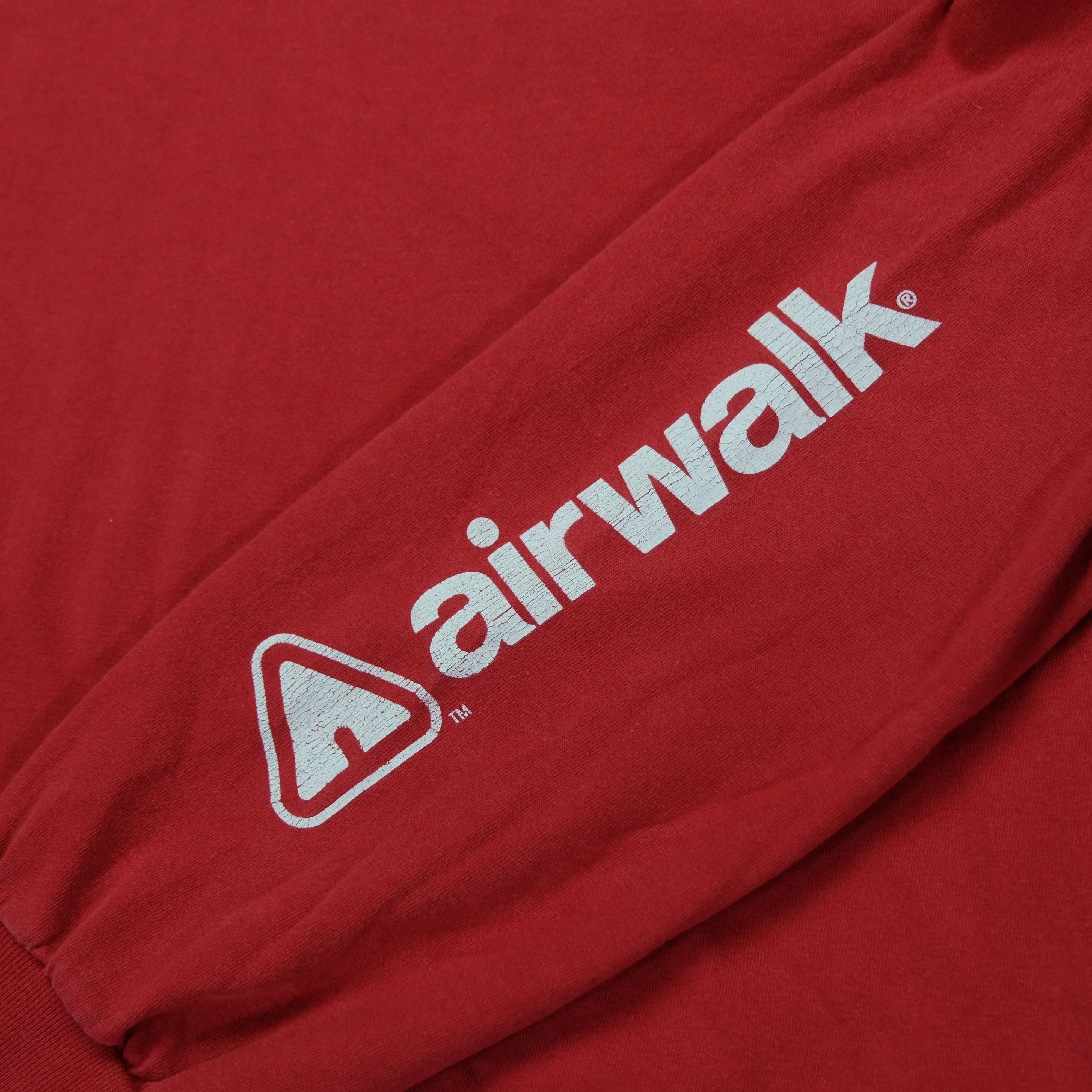 Vintage AIRWALK Skateboarding Spell Out Graphic Long Sleeve T Shirt 90s Red - Image 5