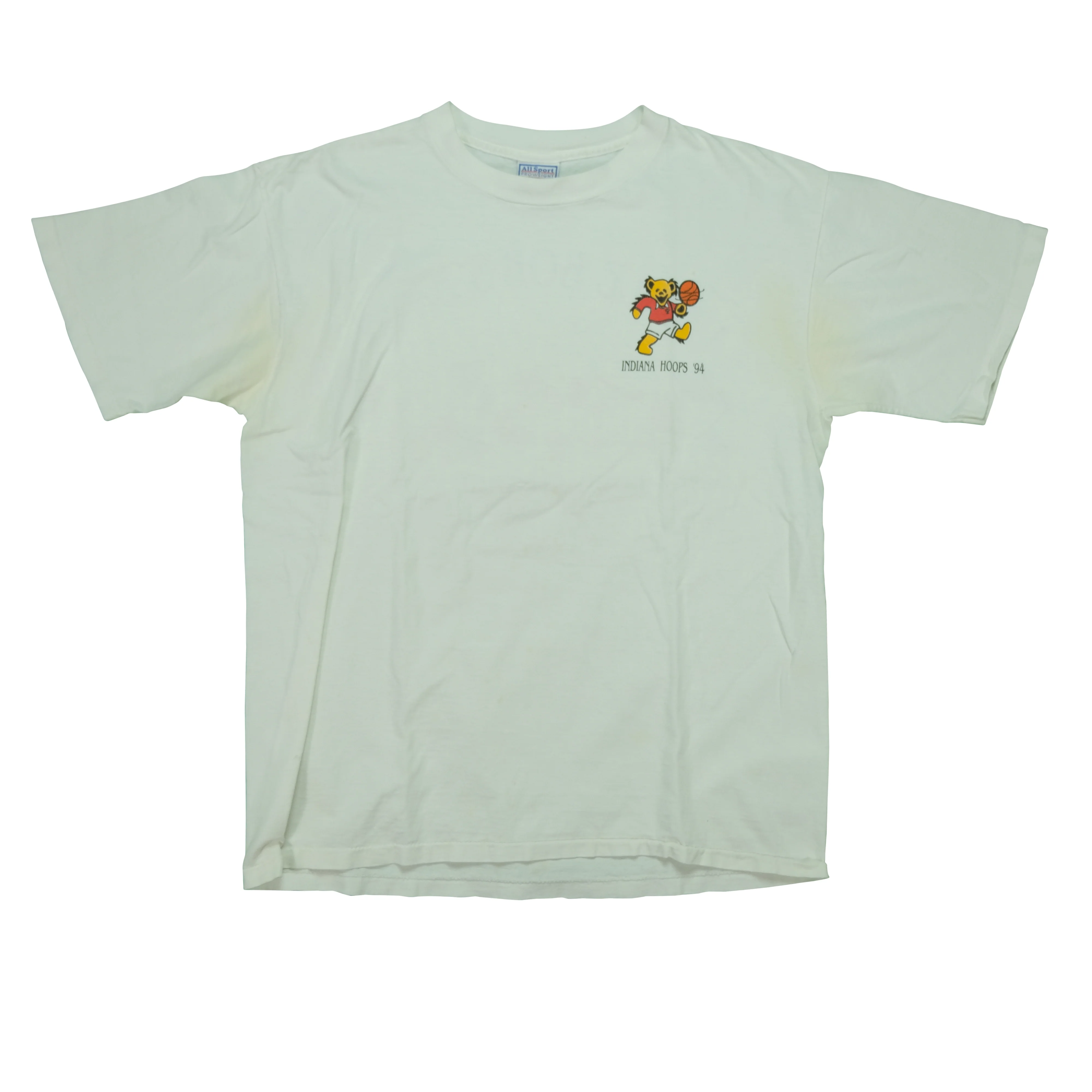 Vintage ALL SPORT Grateful Dead Indiana Hoosiers Hoops 1994 Basketball T Shirt 90s White XL