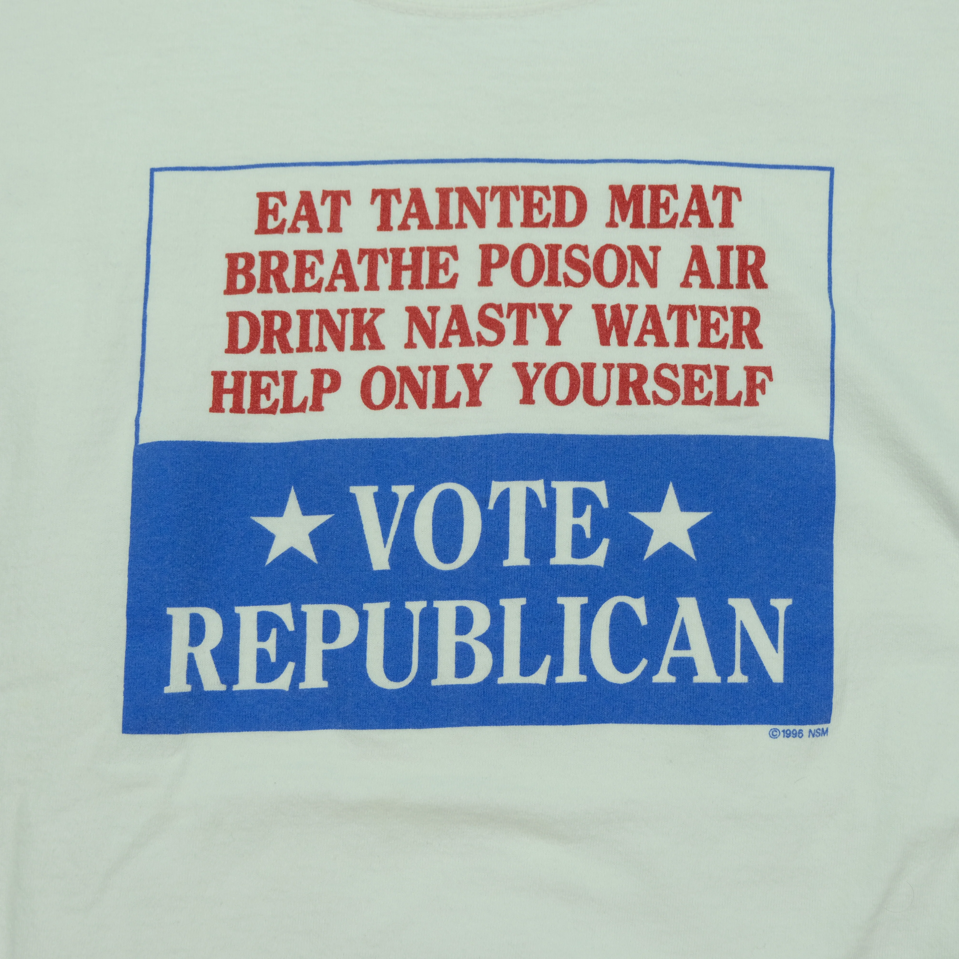 Vintage ALL SPORT Vote Republican Help Only Yourself 1996 T Shirt 90s White L - Image 3