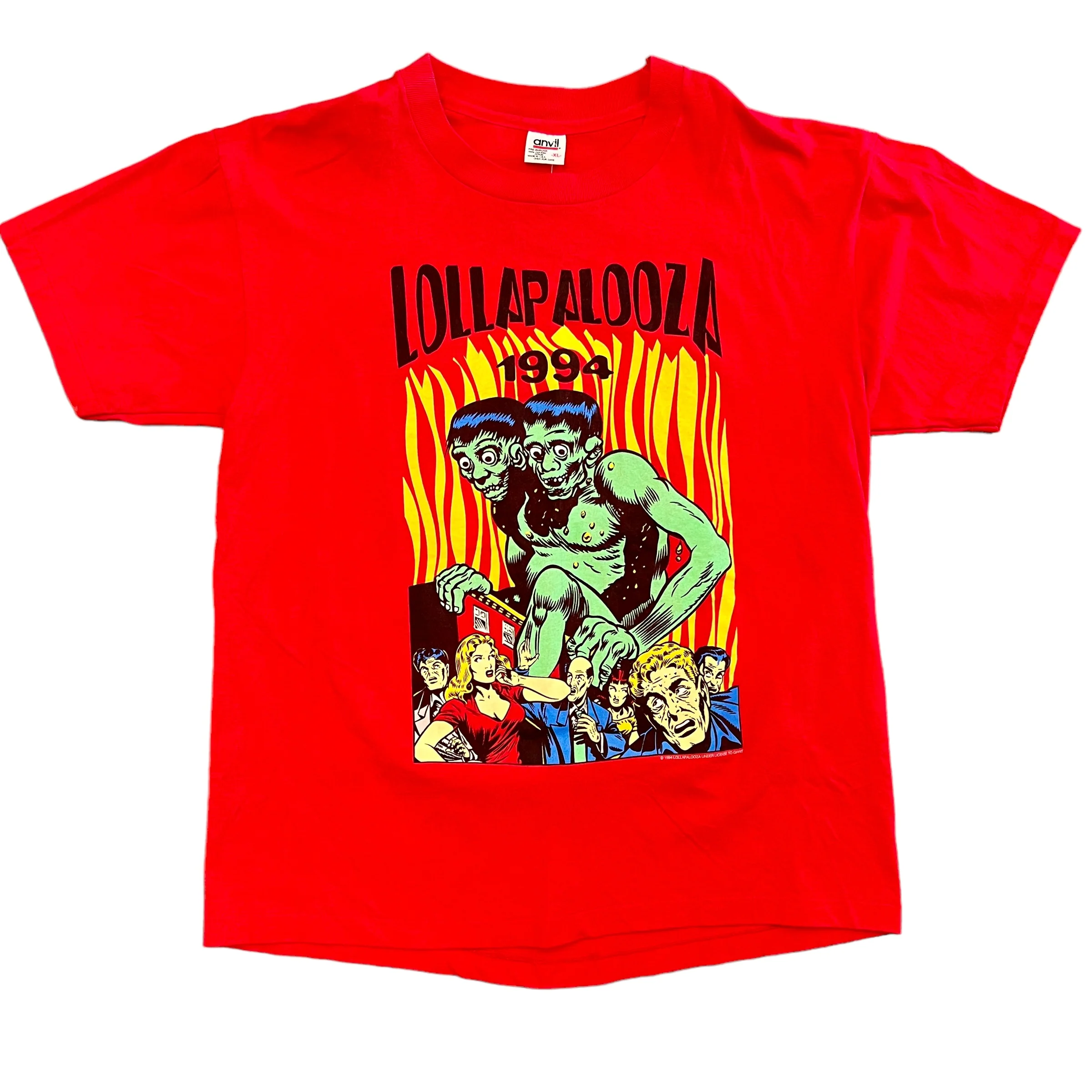 Vintage ANVIL Lollapalooza Two Headed Boy Festival Tee Smashing Pumpkins Beastie Boys Tribe Called Quest 1994 T Shirt 90s XL