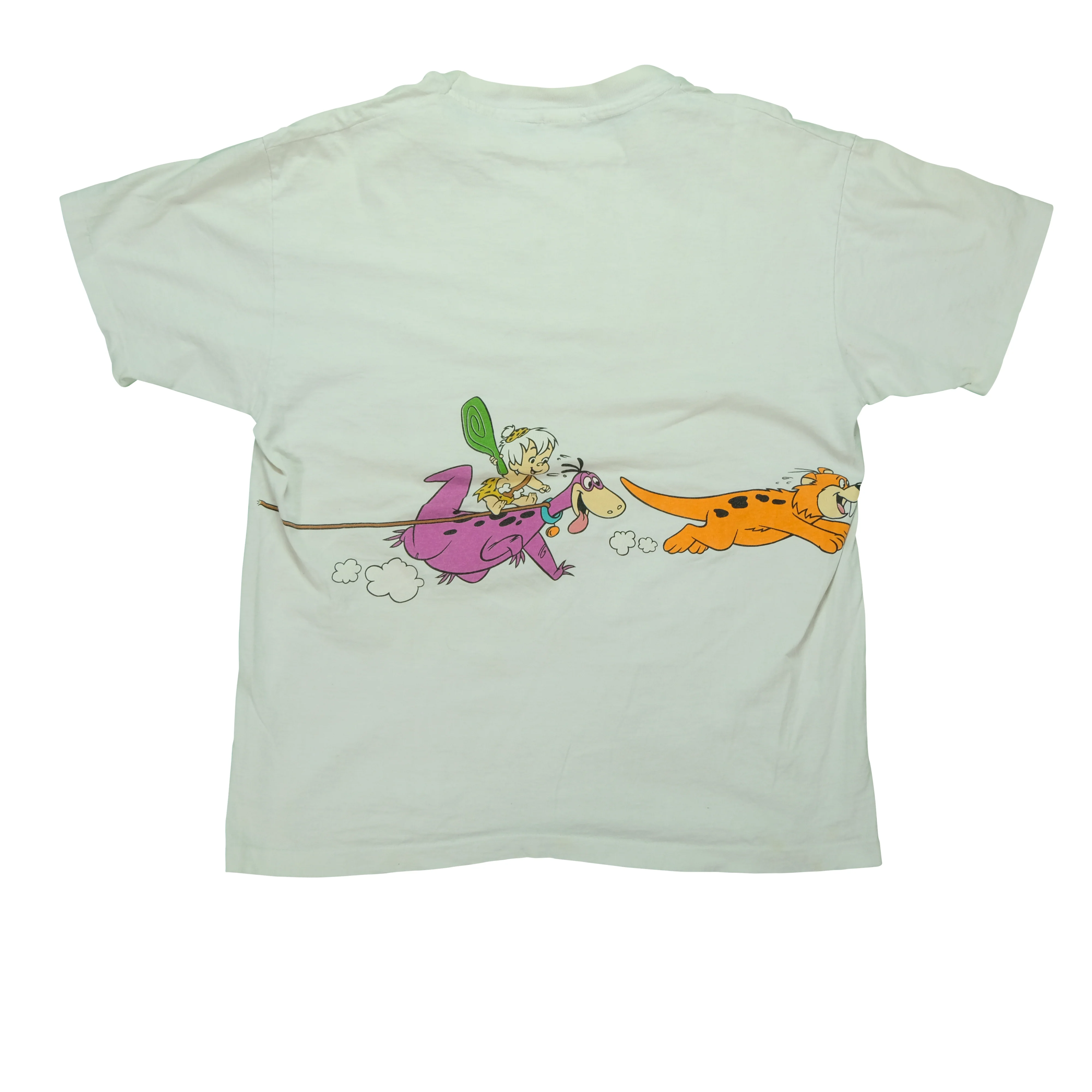 Vintage ANVIL The Flintstones Wraparound 1994 Graphic T Shirt 90s White XL - Image 2