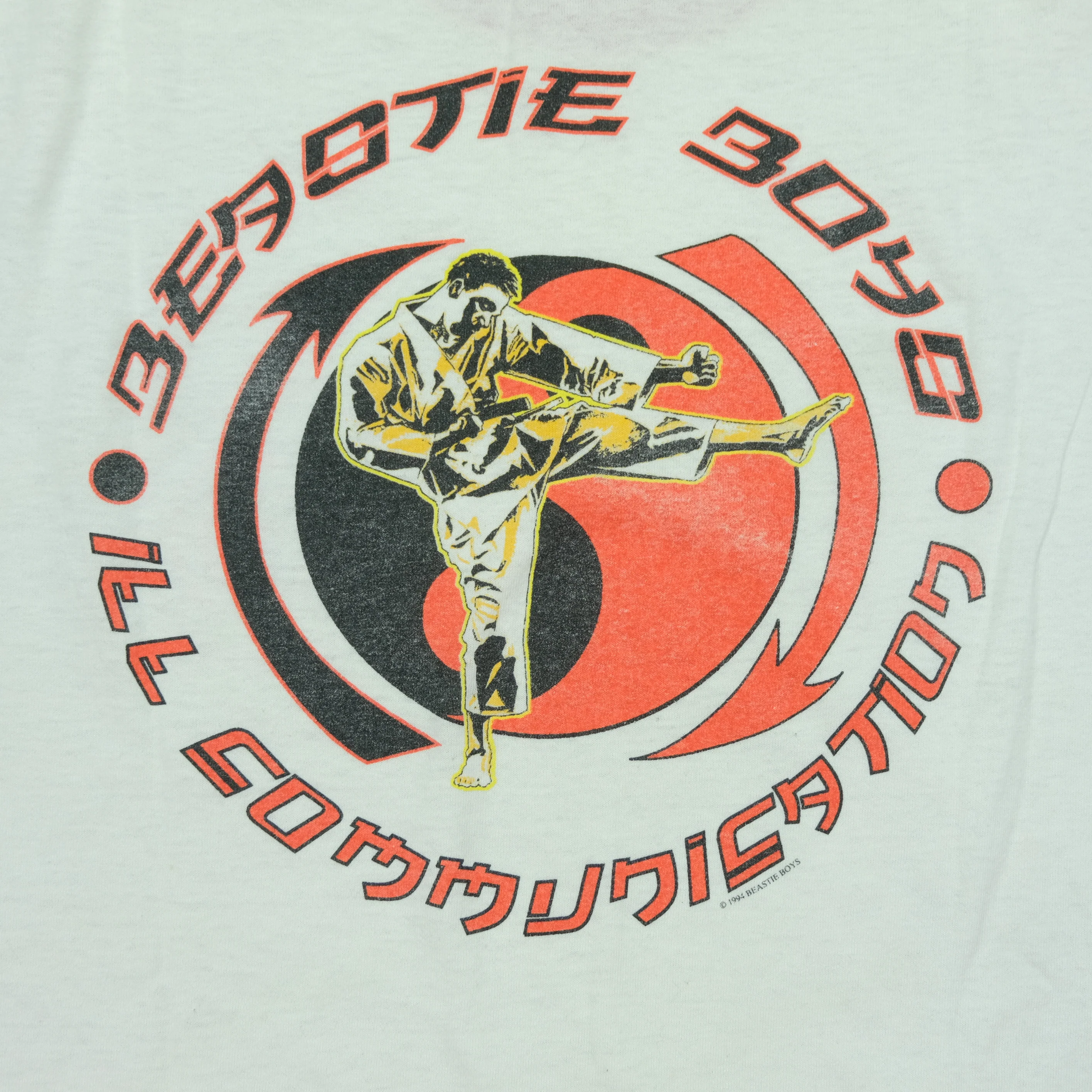 Vintage Beastie Boys Ill Communication 1994 Album Karate Ringer T Shirt 90s White Red - Image 7