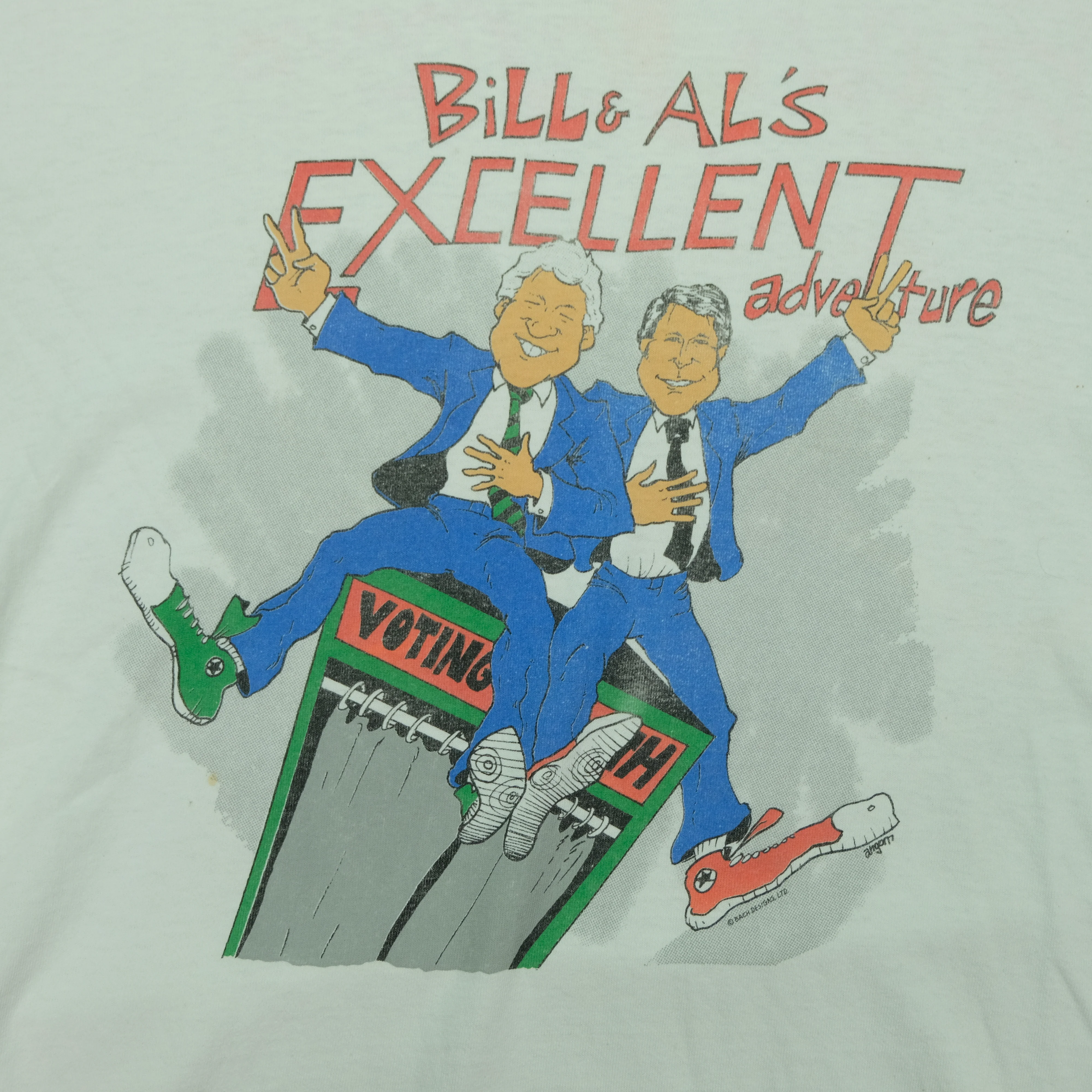 Vintage Bill & Al's Excellent Adventure Clinton Gore Campaign Promo T Shirt 90s White XL - Image 3