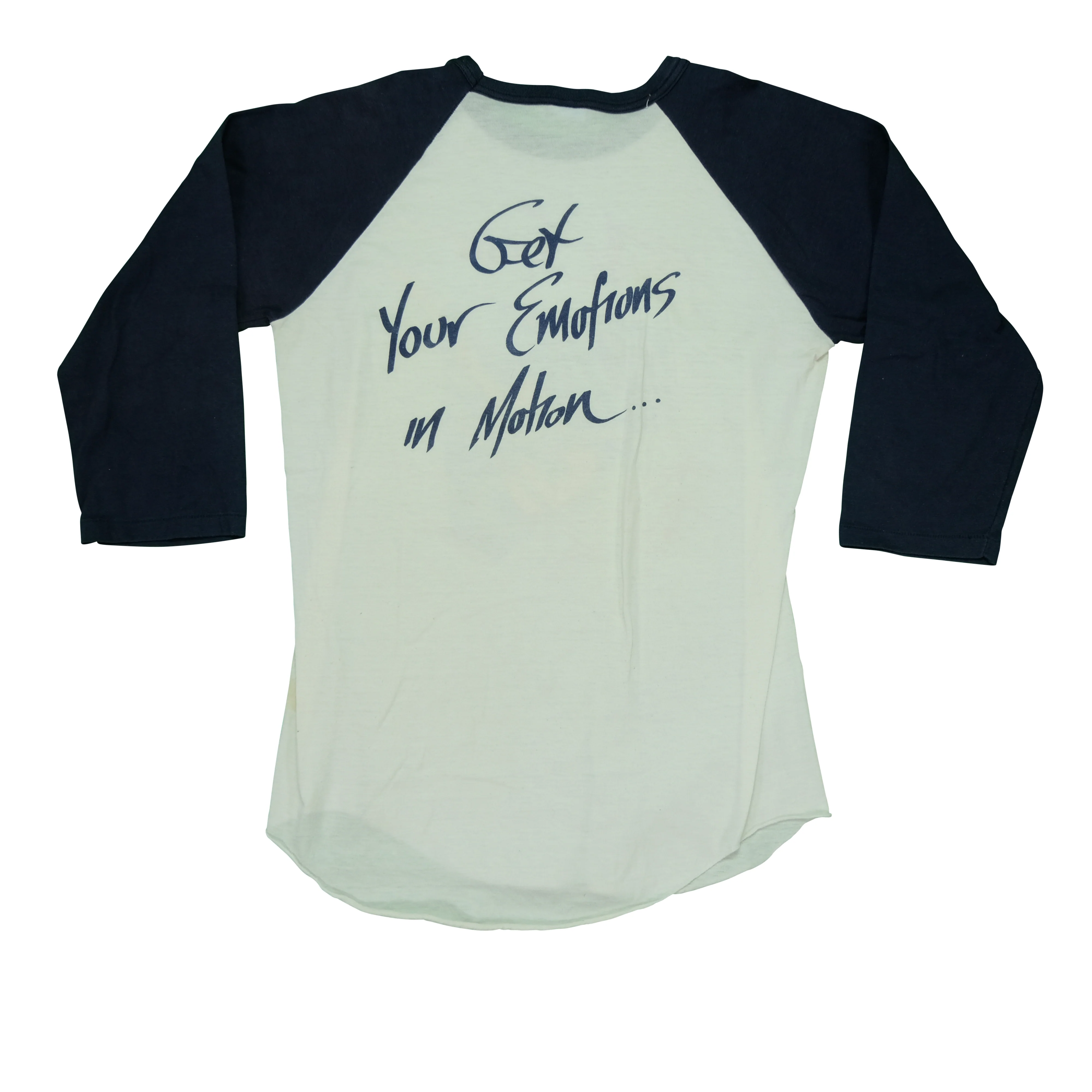 Vintage Billy Squier Get Your Emotions In Motion American 1982 Tour Raglan T Shirt 80s White Navy Blue L - Image 2