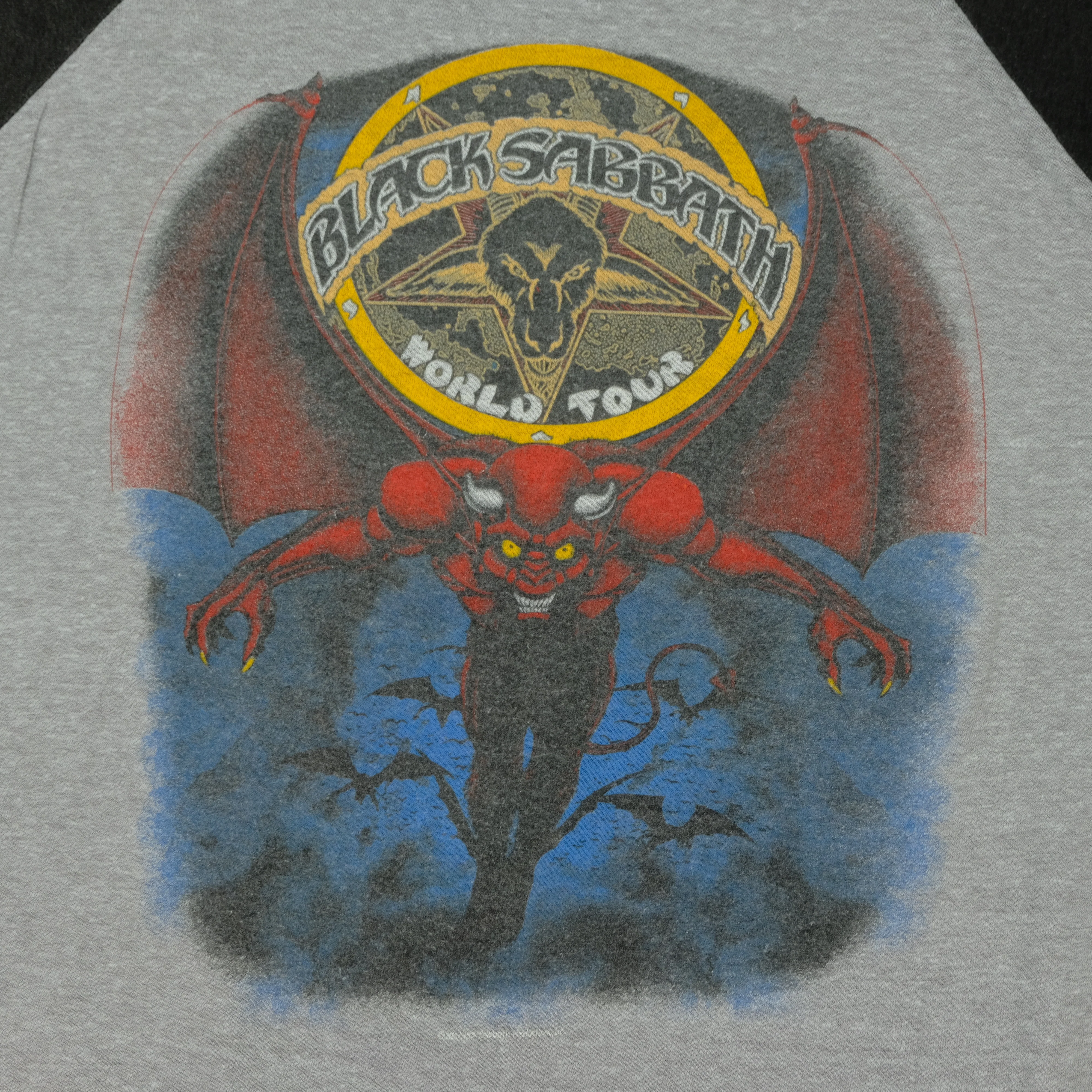 Vintage Black Sabbath Ozzy Osbourne Tour Raglan T Shirt 80s Gray Black - Image 2