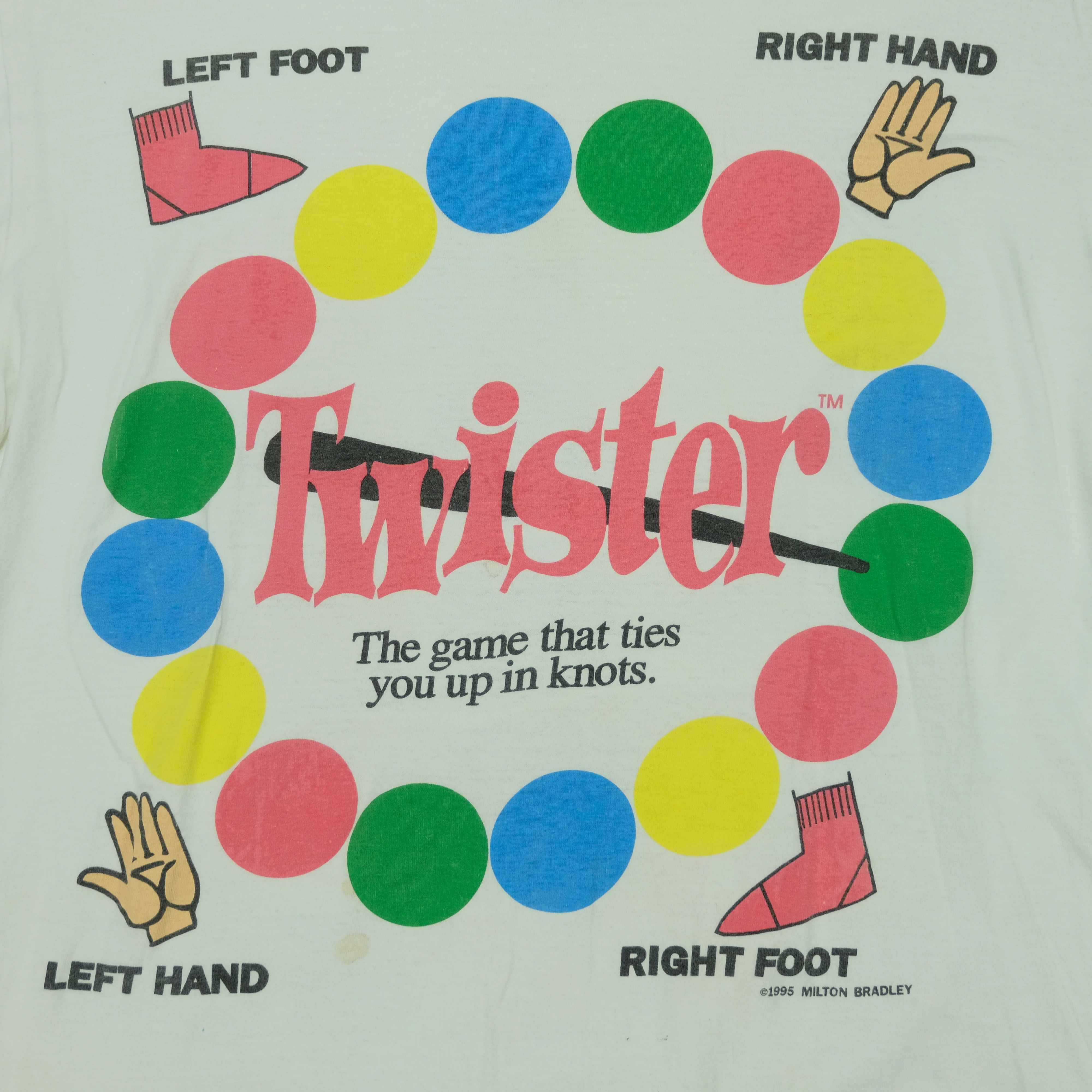 Vintage BLITZZ STUDIOS Twister Milton Bradley 1995 Board Game Promo T Shirt 90s White XL - Image 7