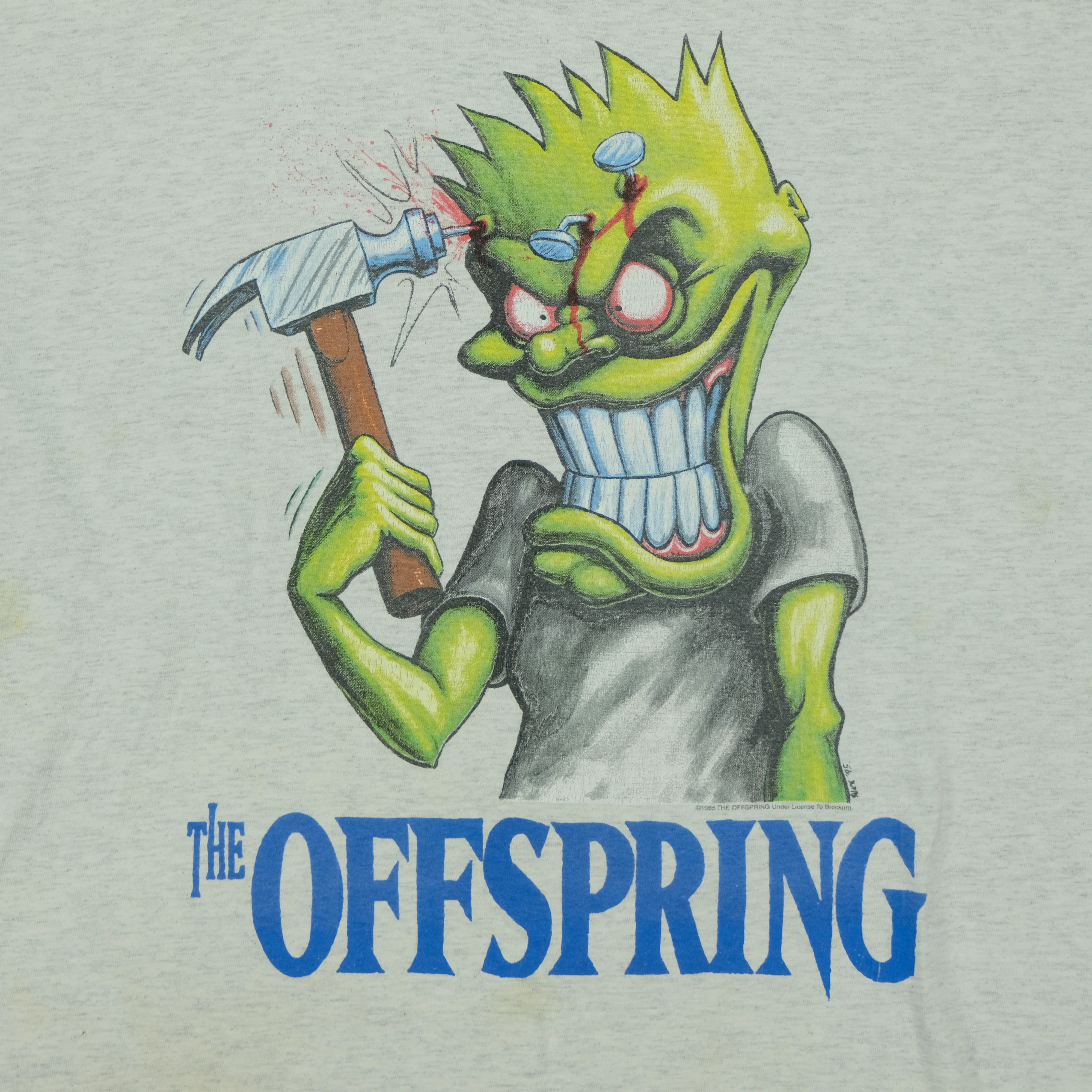 Vintage BROCKUM The Offspring Hammered 1995 T Shirt 90s White XL - Image 3