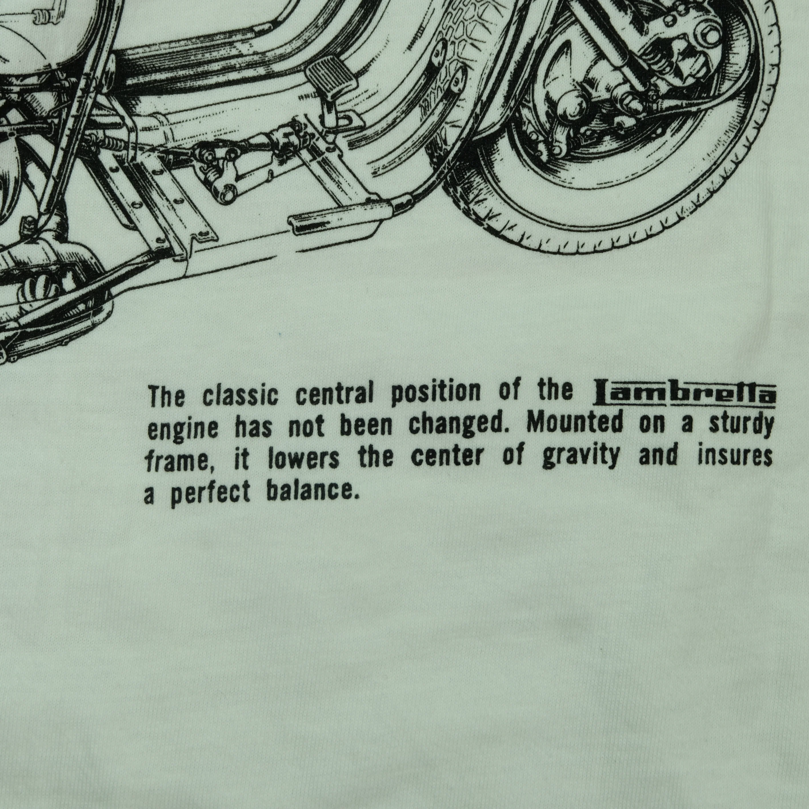 Vintage CLASSIC WEAR Lambretta Italian Motor Scooter Diagram 90s White XL - Image 10