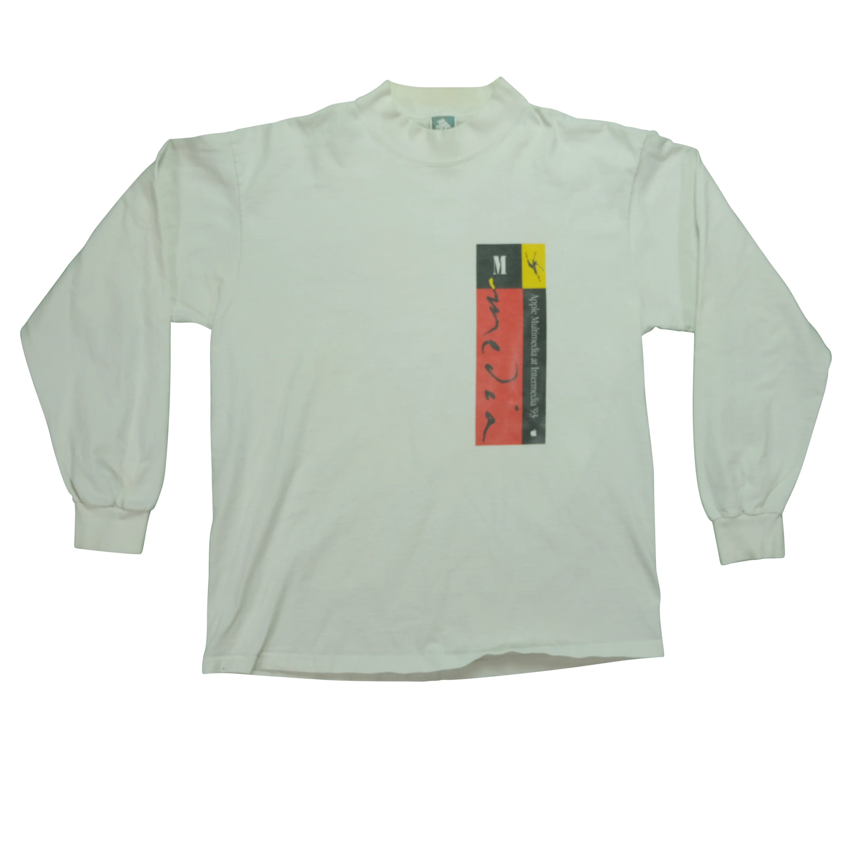 Vintage COTTON DELUXE Apple Multimedia at Intermedia Media 1993 Long Sleeve T Shirt 90s White XL