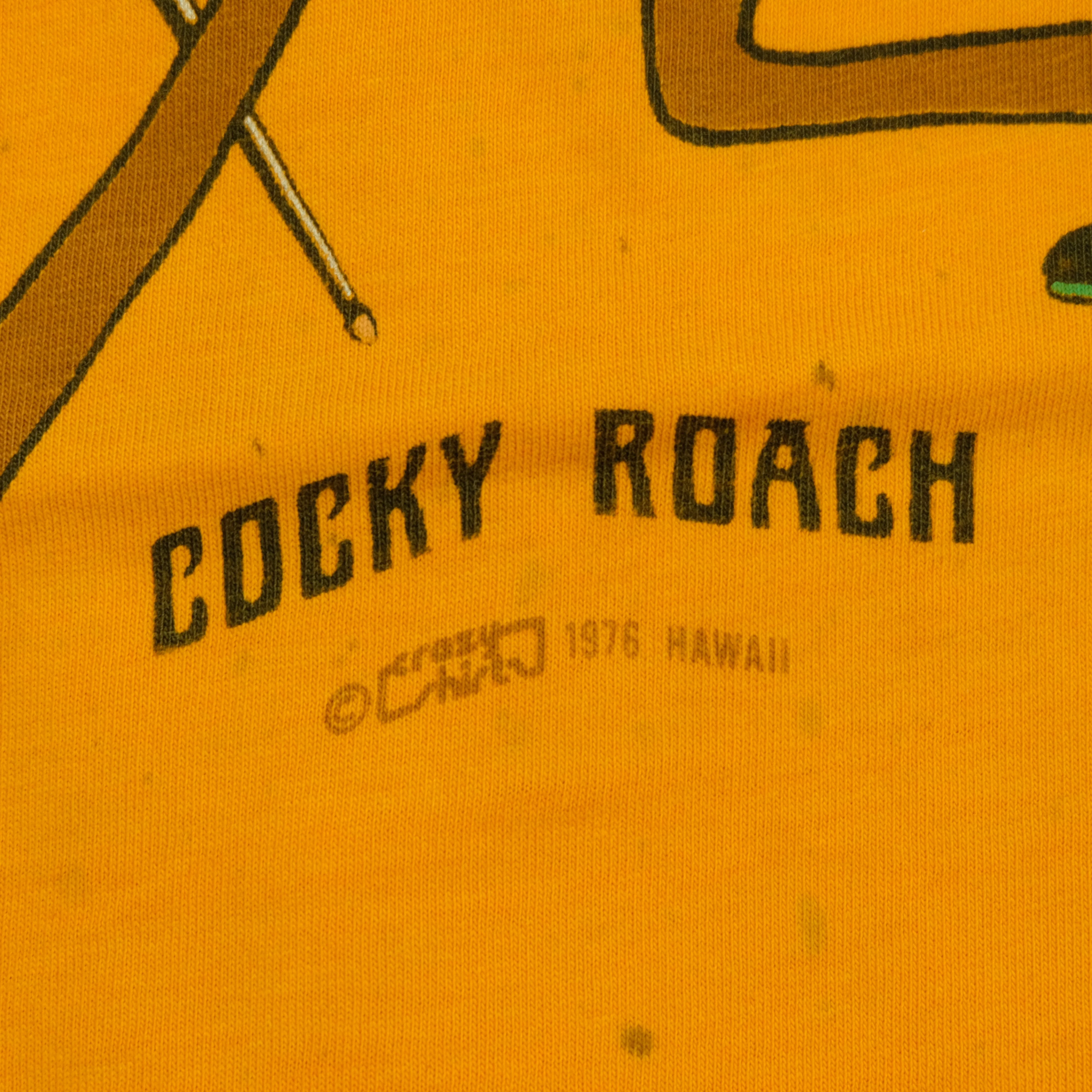 Vintage CRAZY SHIRTS Cocky Roach 1976 T Shirt 70s Orange L - Image 4