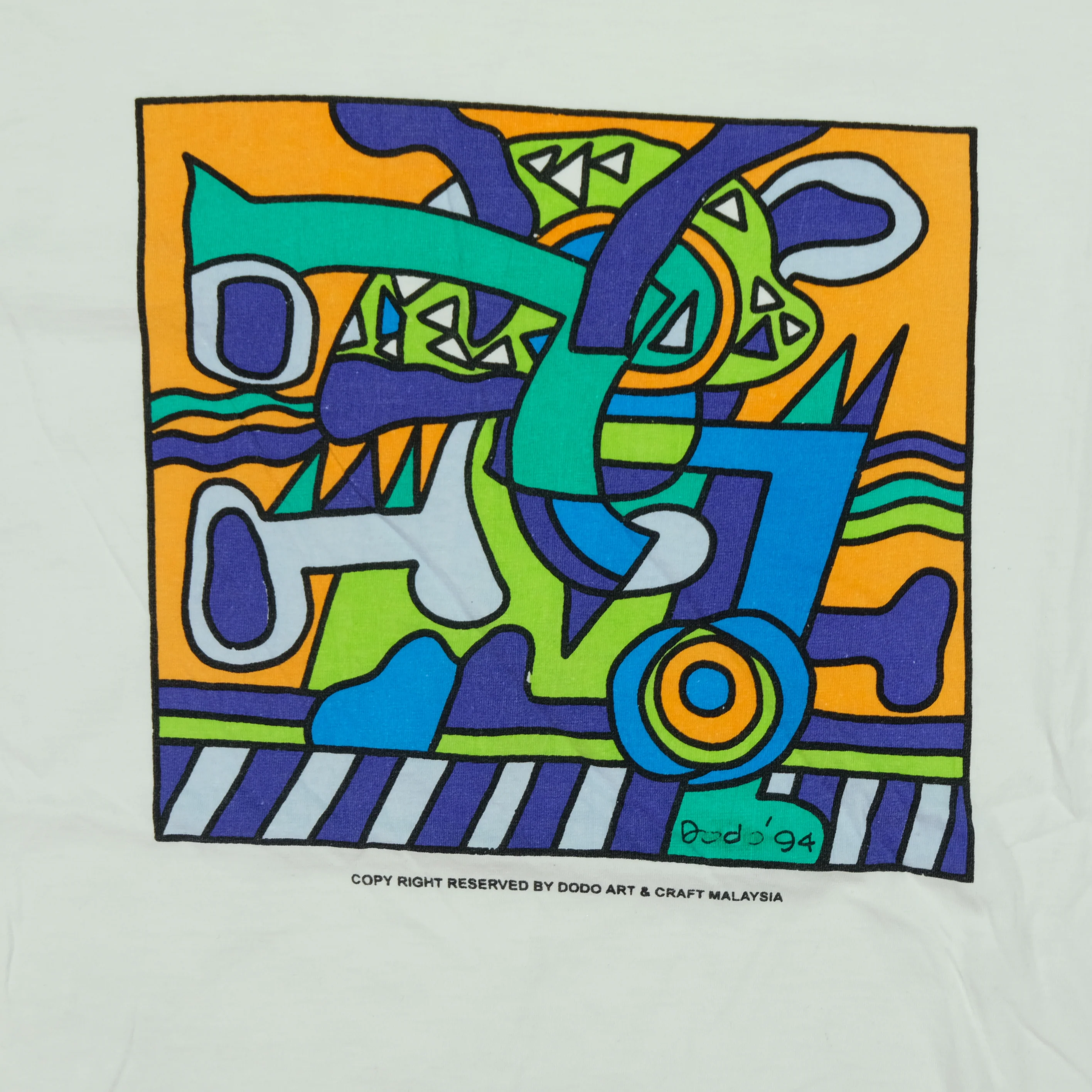 Vintage DODO ART Abstract Art 1994 T Shirt 90s White - Image 3