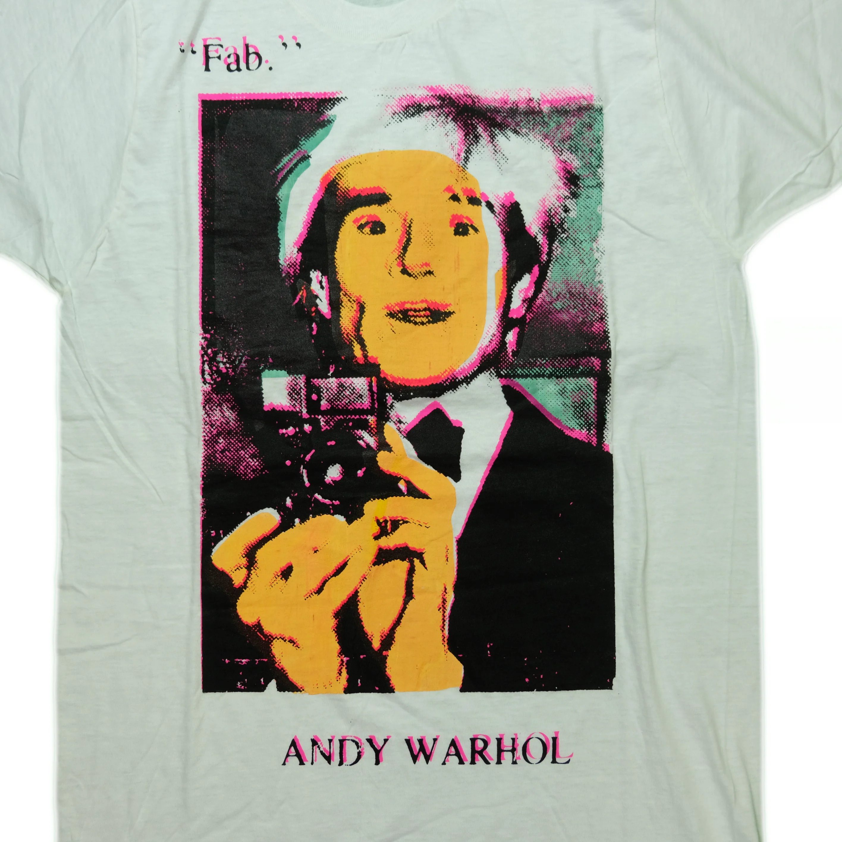Vintage Don Rock Andy Warhol Fab Art T Shirt 80s 90s White L - Image 4