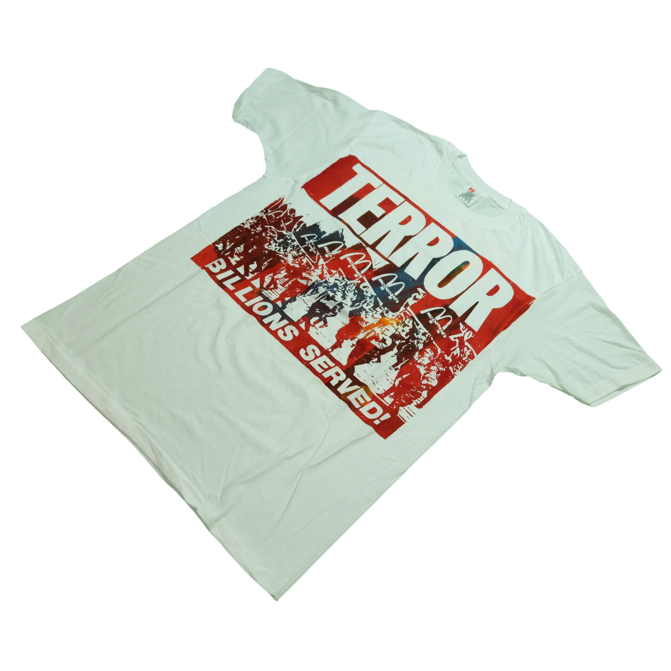 Vintage Don Rock Terror Worldwide McDonalds T Shirt 80s 90s White L - Image 4