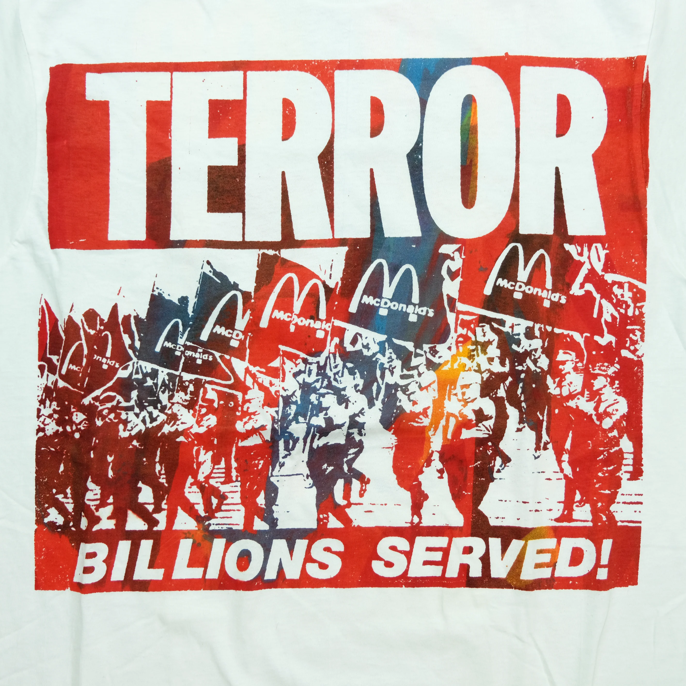 Vintage Don Rock Terror Worldwide McDonalds T Shirt 80s 90s White L - Image 6