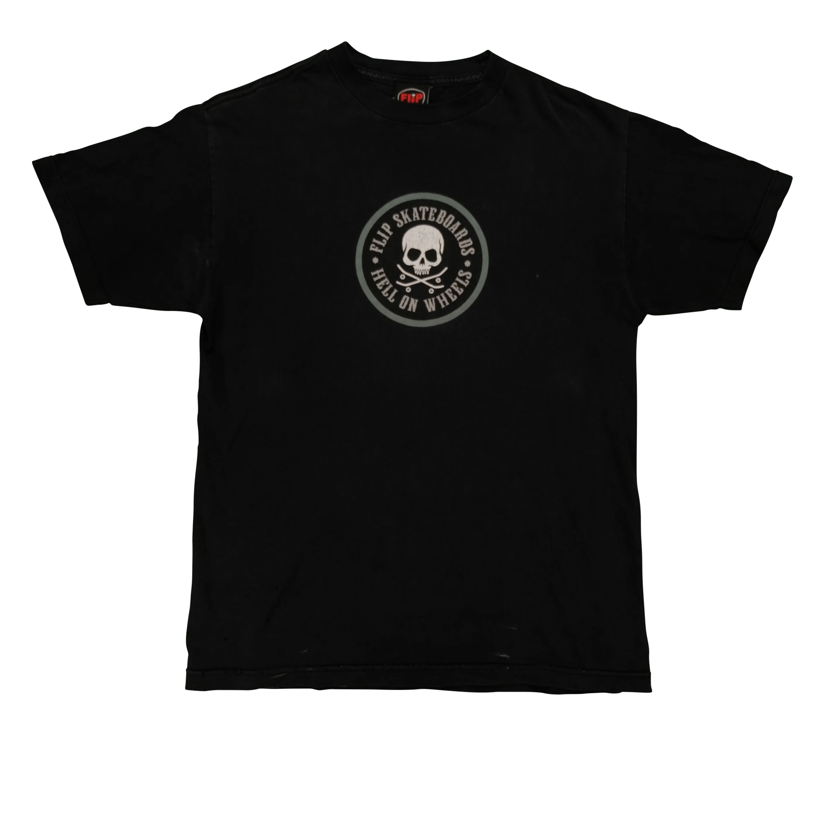 Vintage FLIP Skateboards Hell On Wheels Skull T Shirt 2000s Black M