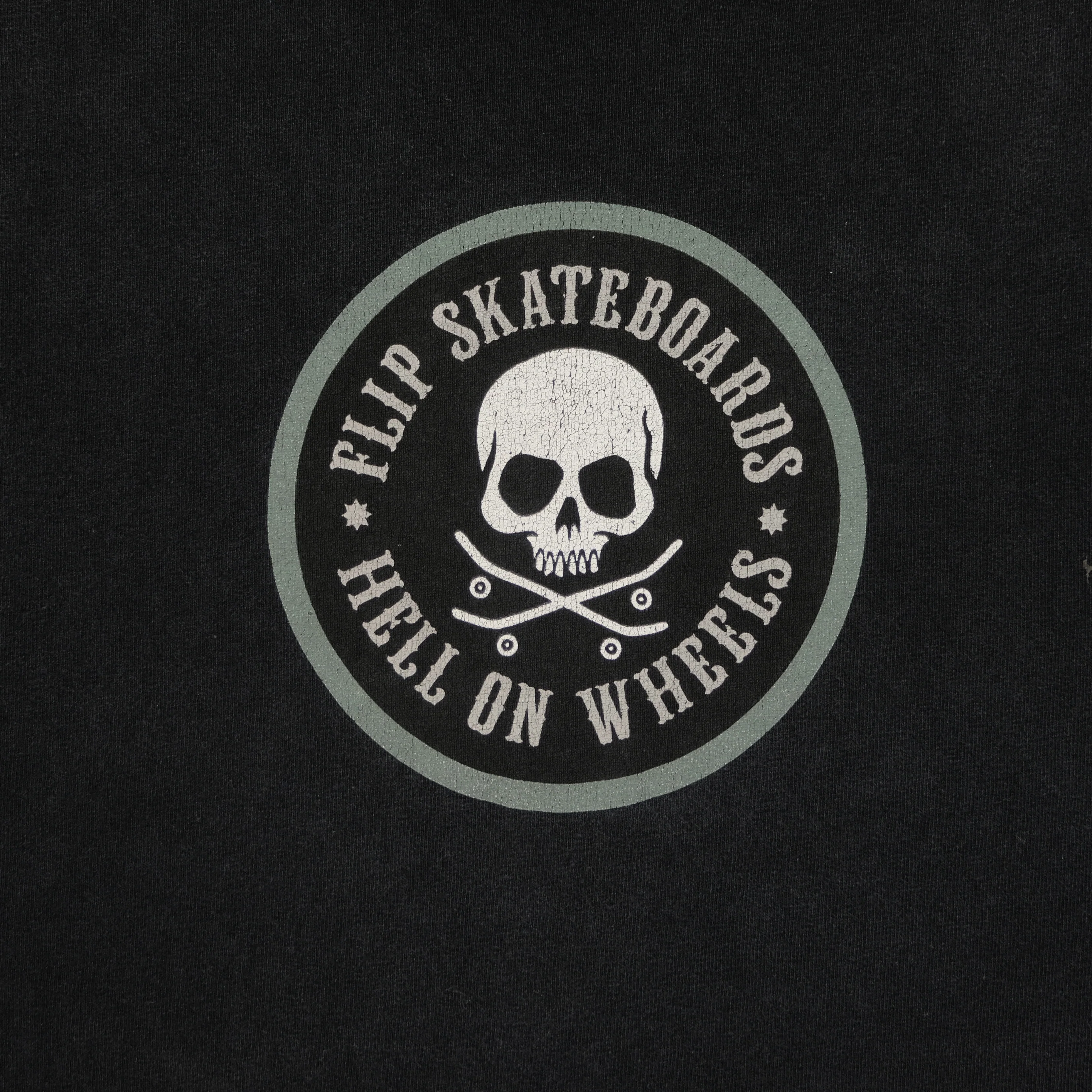 Vintage FLIP Skateboards Hell On Wheels Skull T Shirt 2000s Black M - Image 3