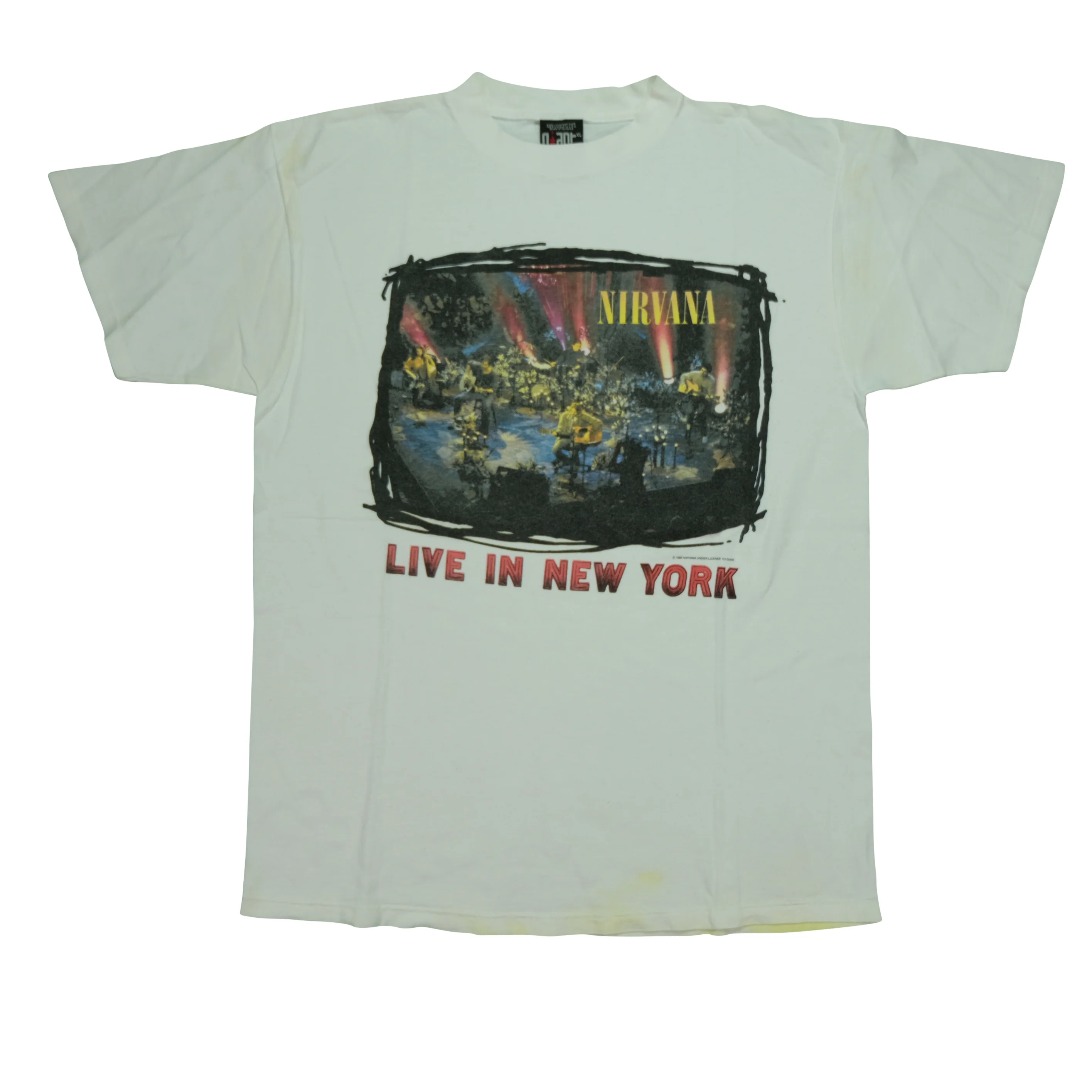 Vintage GIANT Nirvana Live In New York 1995 T Shirt 90s White XL