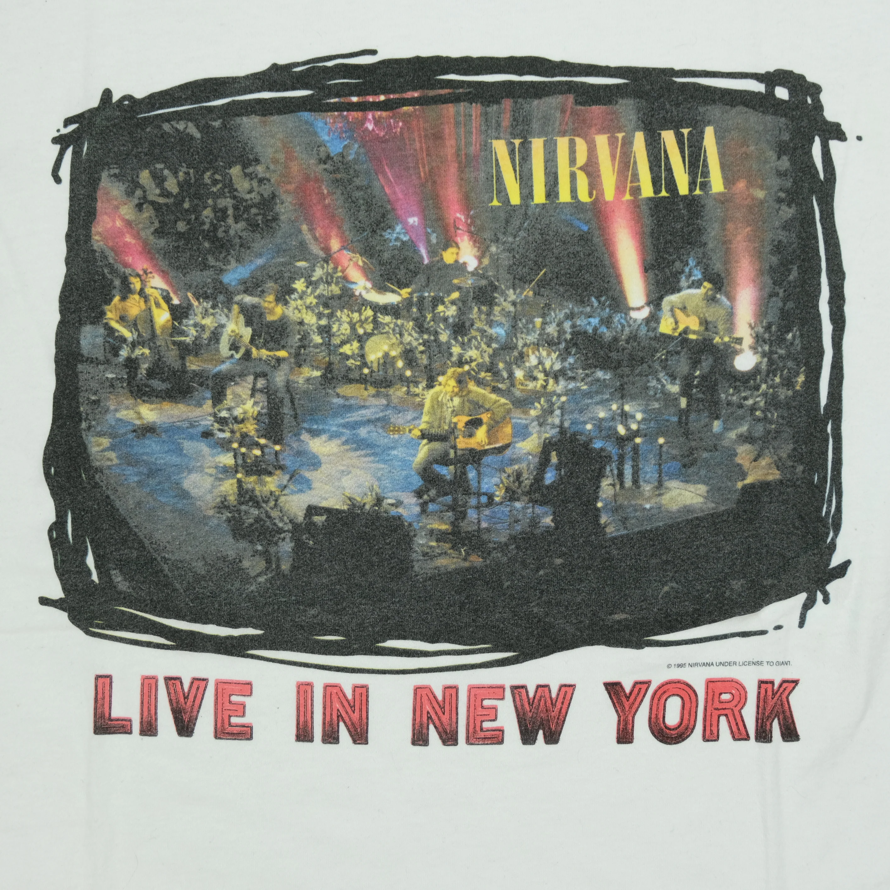 Vintage GIANT Nirvana Live In New York 1995 T Shirt 90s White XL - Image 3