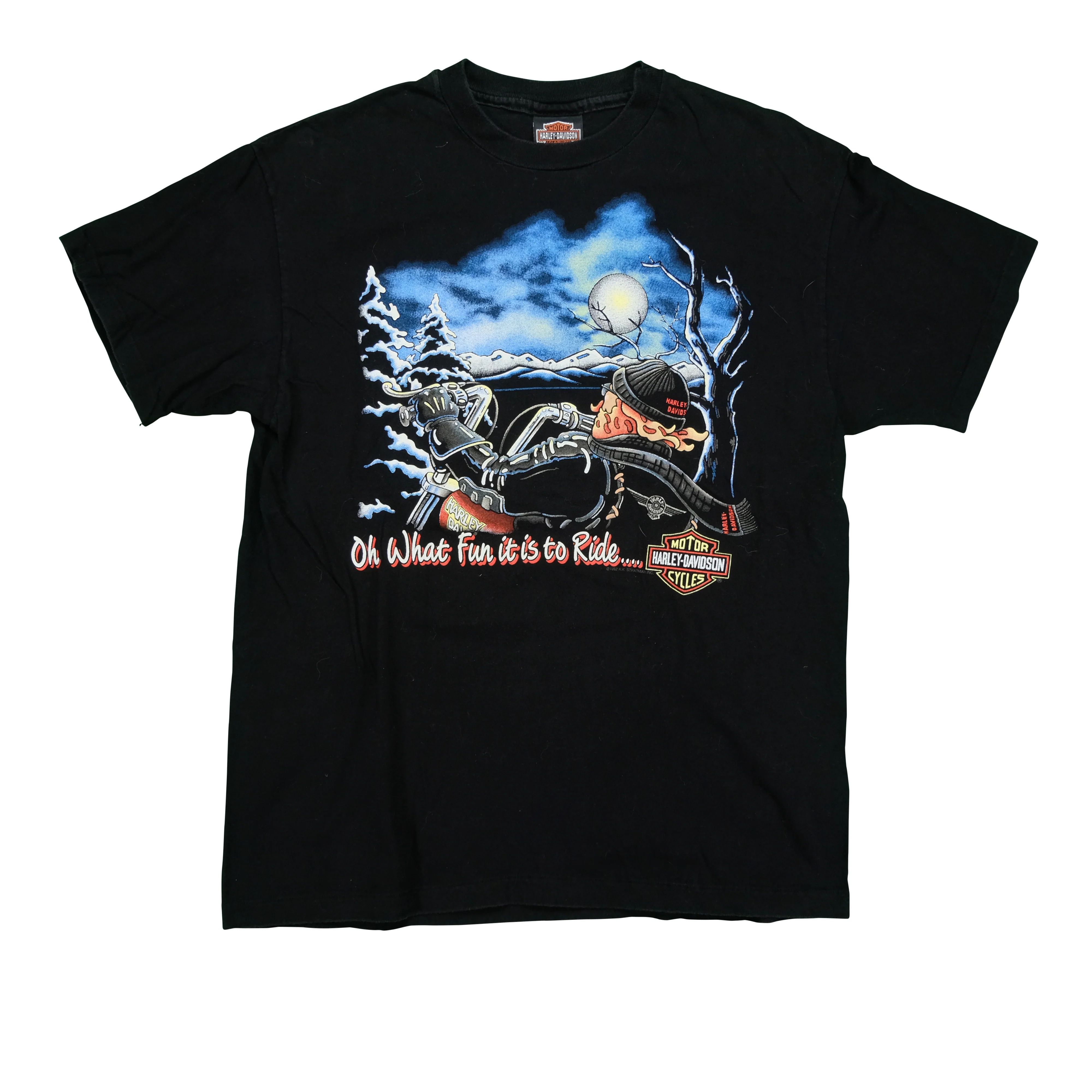 Vintage HARLEY DAVIDSON Oh What Fun It Is To Ride Iceland T Shirt 90s Black L