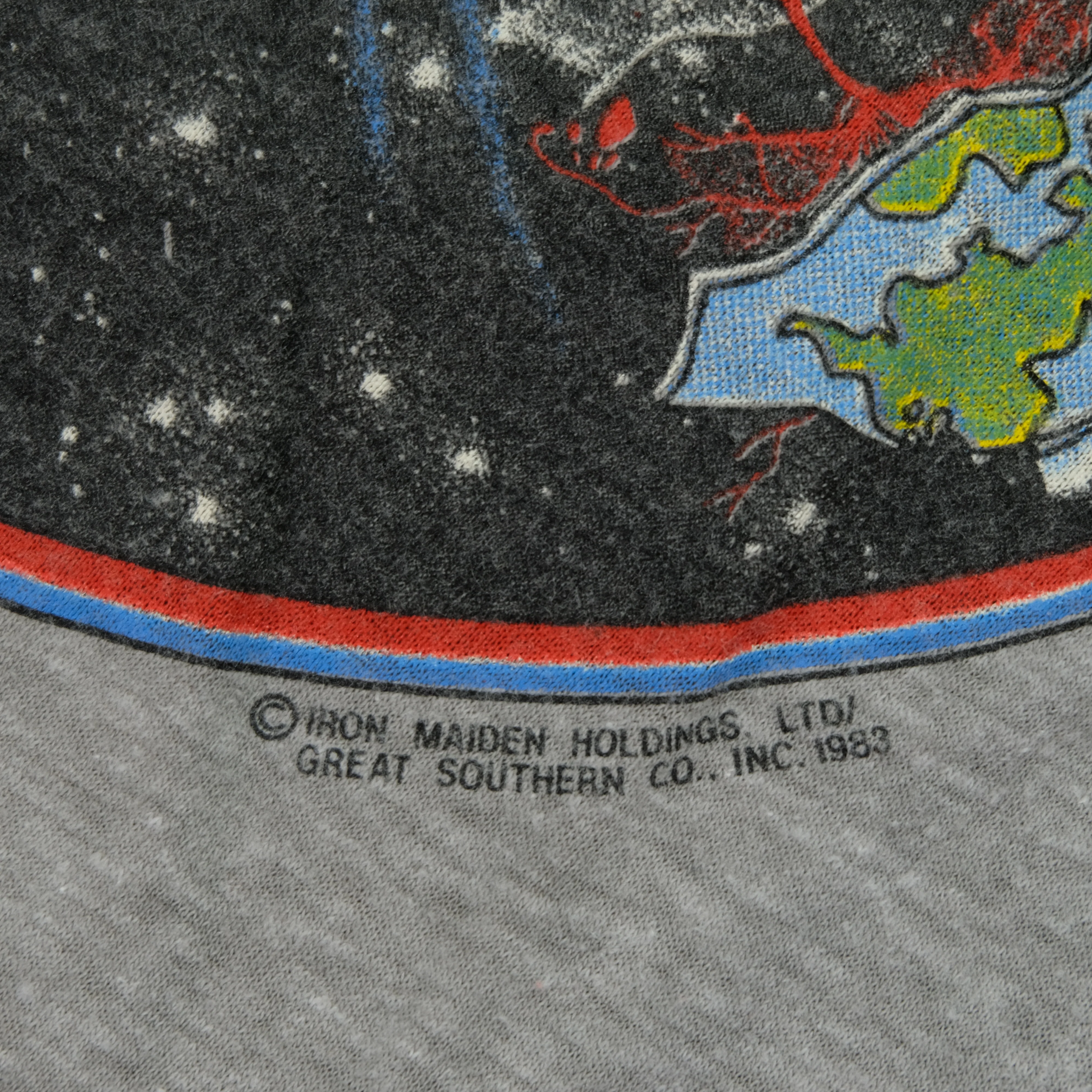 Vintage Iron Maiden World Peace 1983 Tour Raglan T Shirt 80s Gray Black L - Image 9