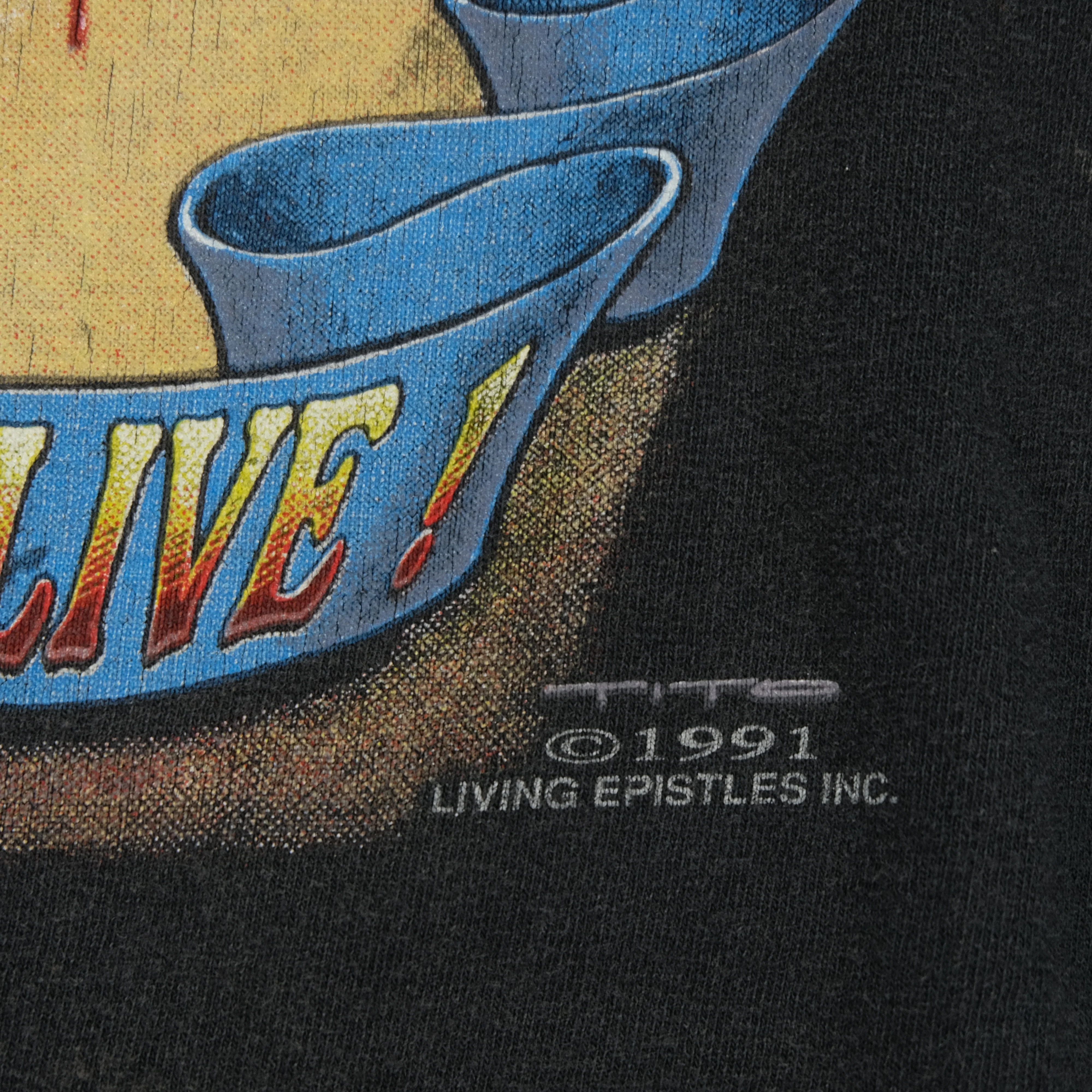 Vintage Jesus Christ Heavenly Divine Son Born to Die 1991 T Shirt 90s Black M - Image 5