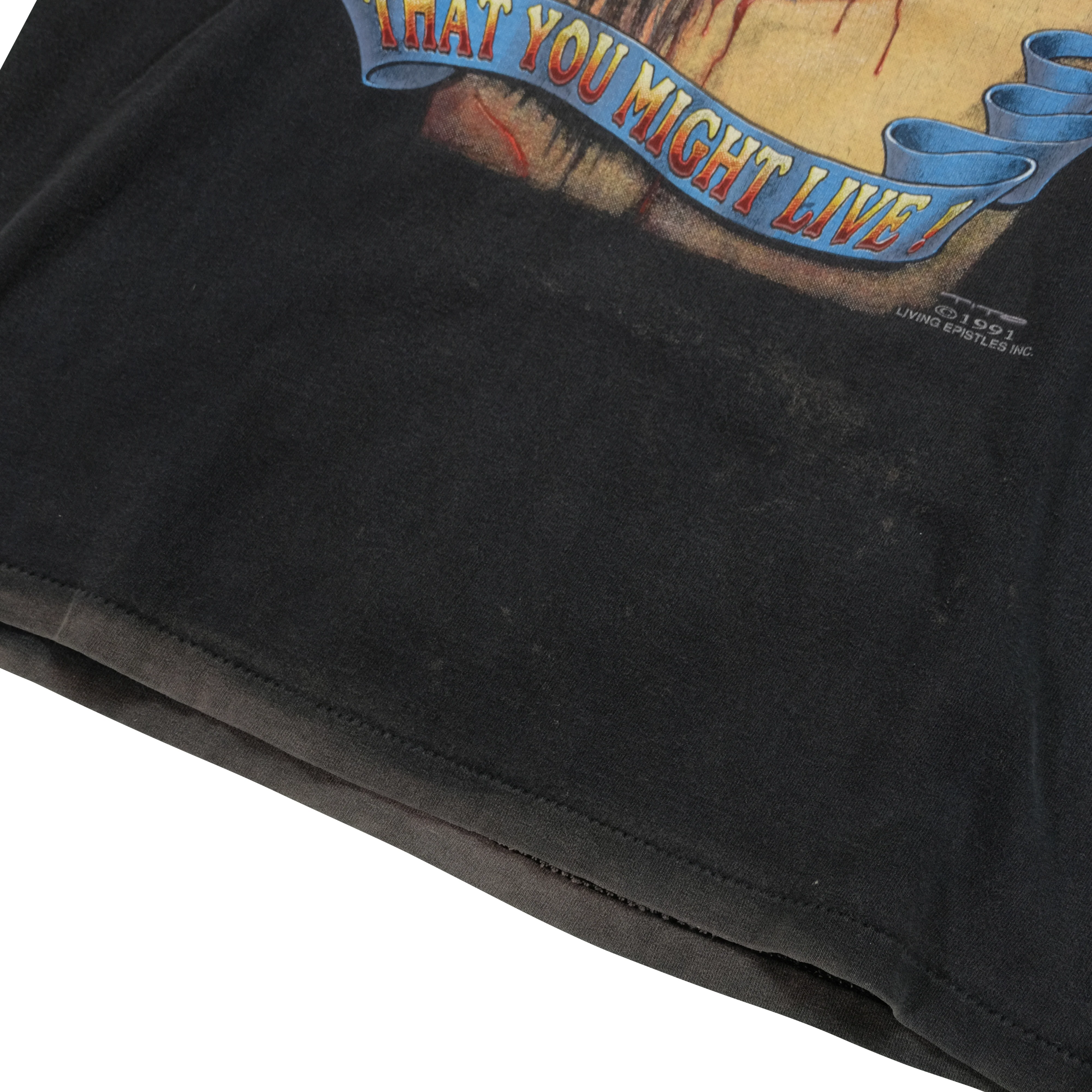 Vintage Jesus Christ Heavenly Divine Son Born to Die 1991 T Shirt 90s Black M - Image 6