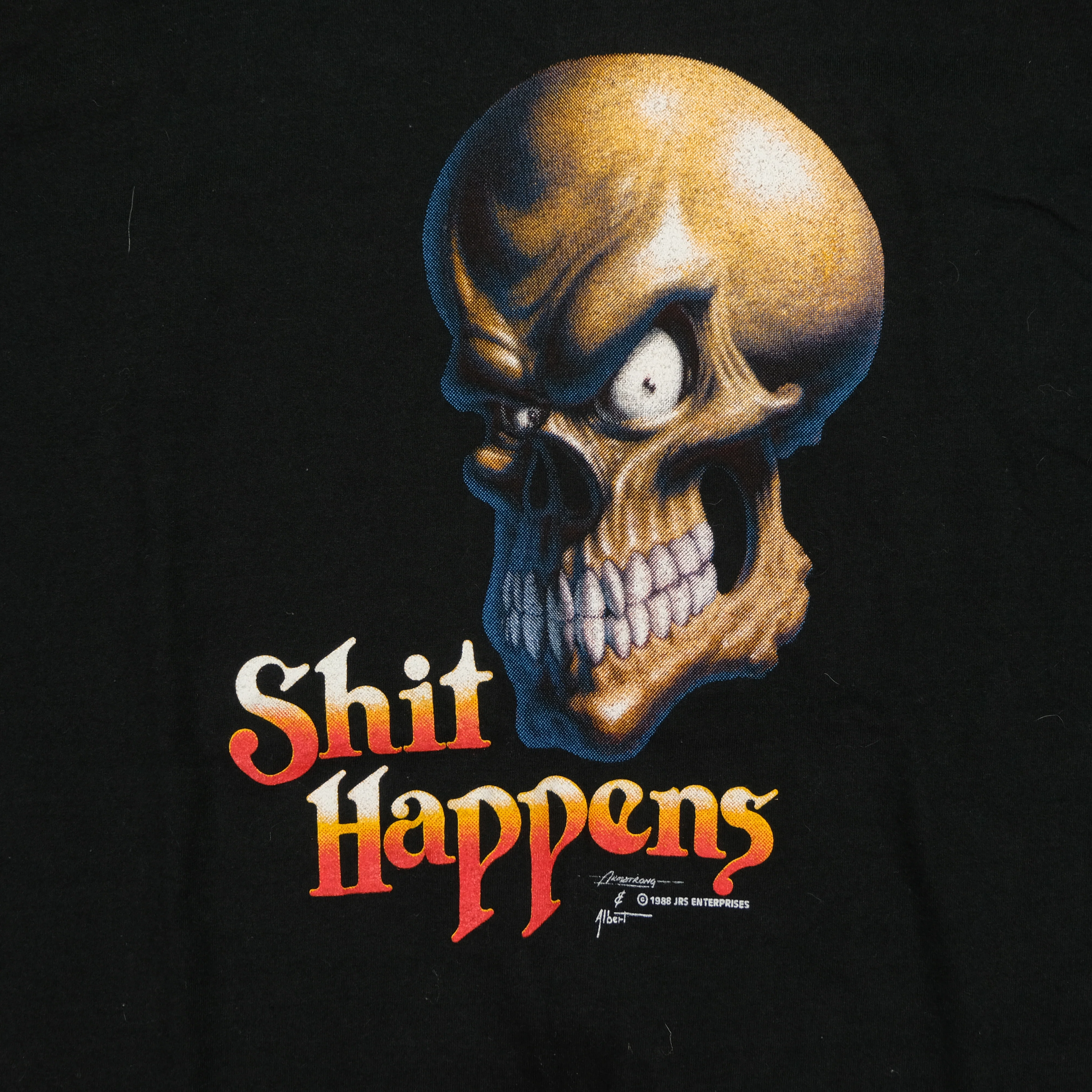 Vintage JRS ENTERPRISES Shit Happens Black Hills Biker Skull 1993 T Shirt 90s Black L - Image 3