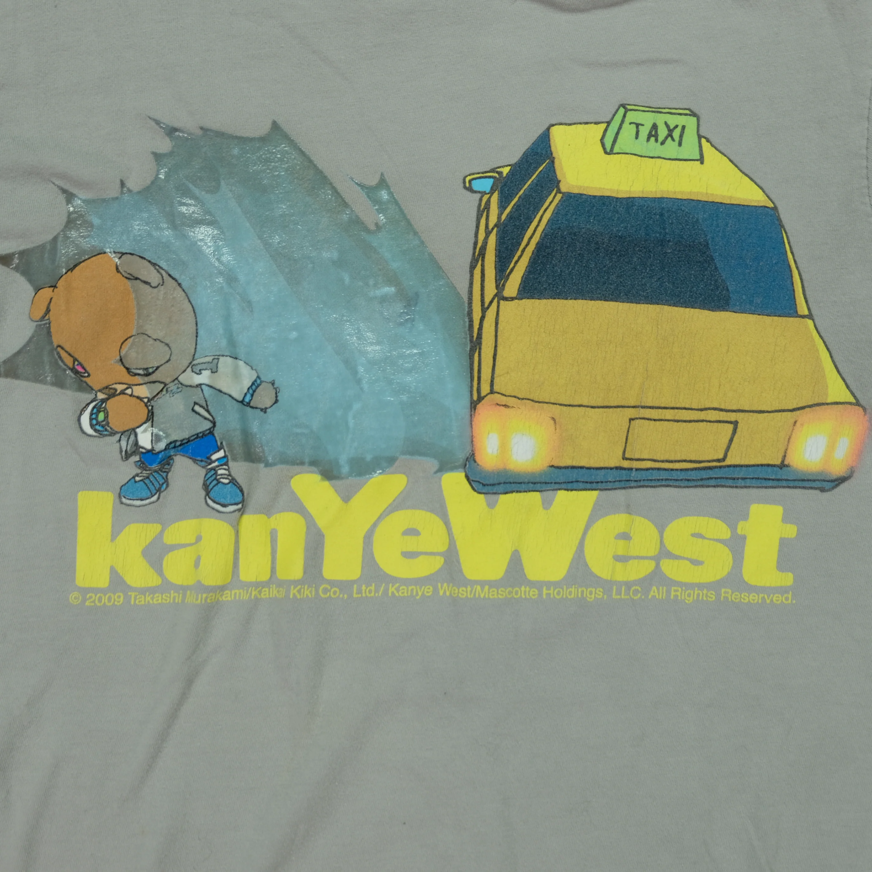 Vintage Kanye West Takashi Murakami Taxi 2009 T Shirt 2000s Gray - Image 3