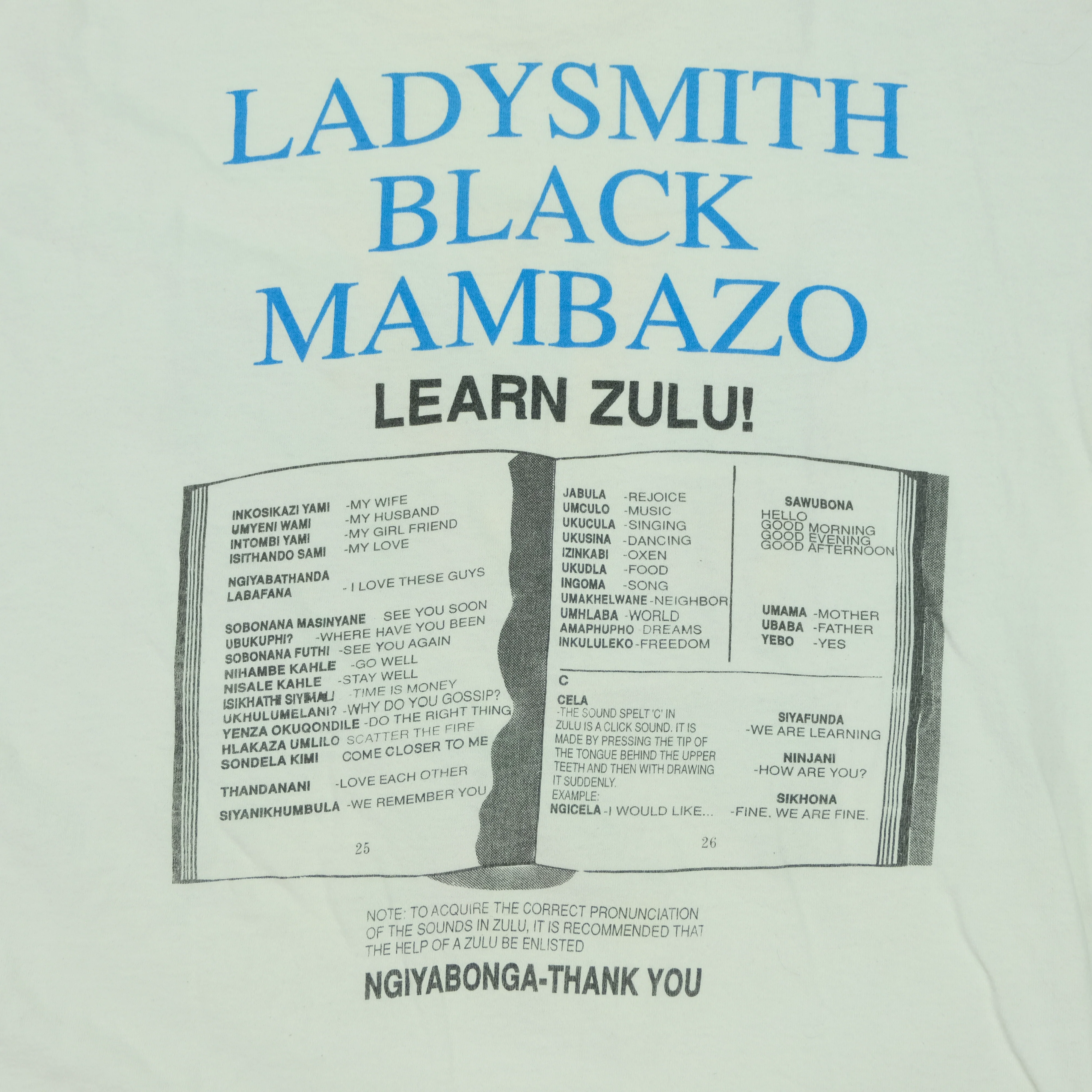 Vintage Ladysmith Black Mambazo T Shirt 90s White XL - Image 7