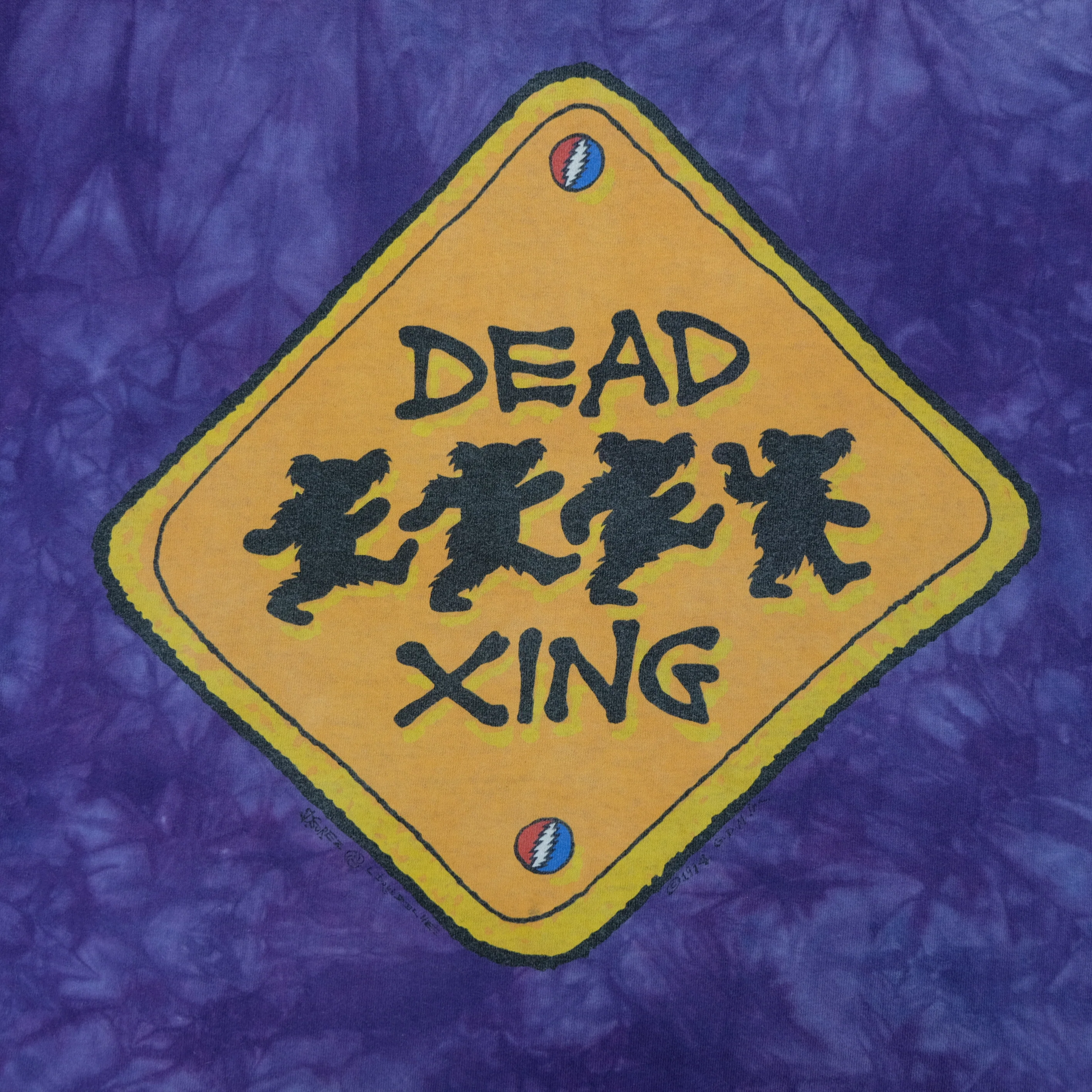 Vintage LIQUID BLUE Grateful Dead Xing Keep On Truckin' Skeletons Tie Dyed 1998 T Shirt 90s Purple XL - Image 6