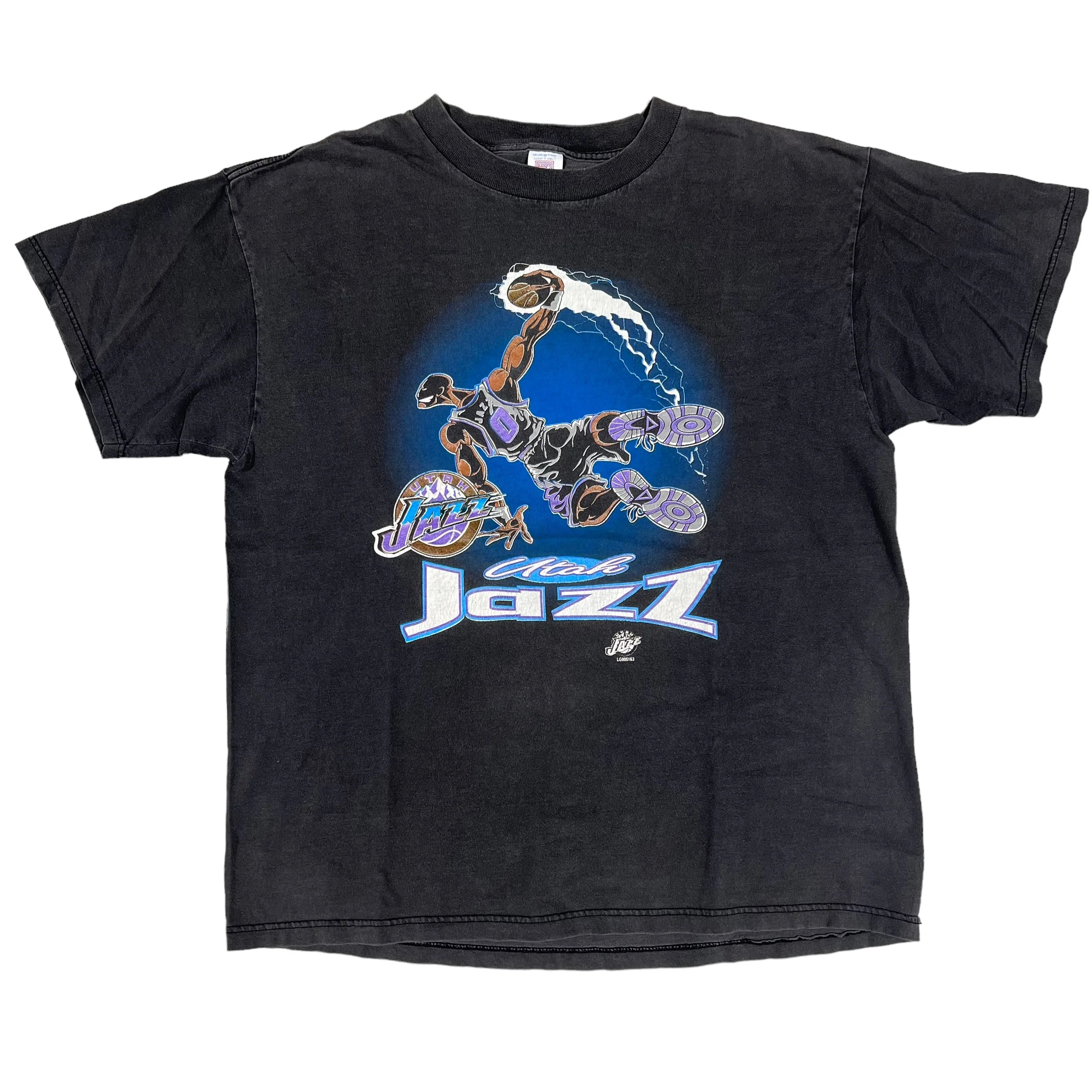 Vintage LOGO 7 Utah Jazz NBA Logo T Shirt 90s Black XL
