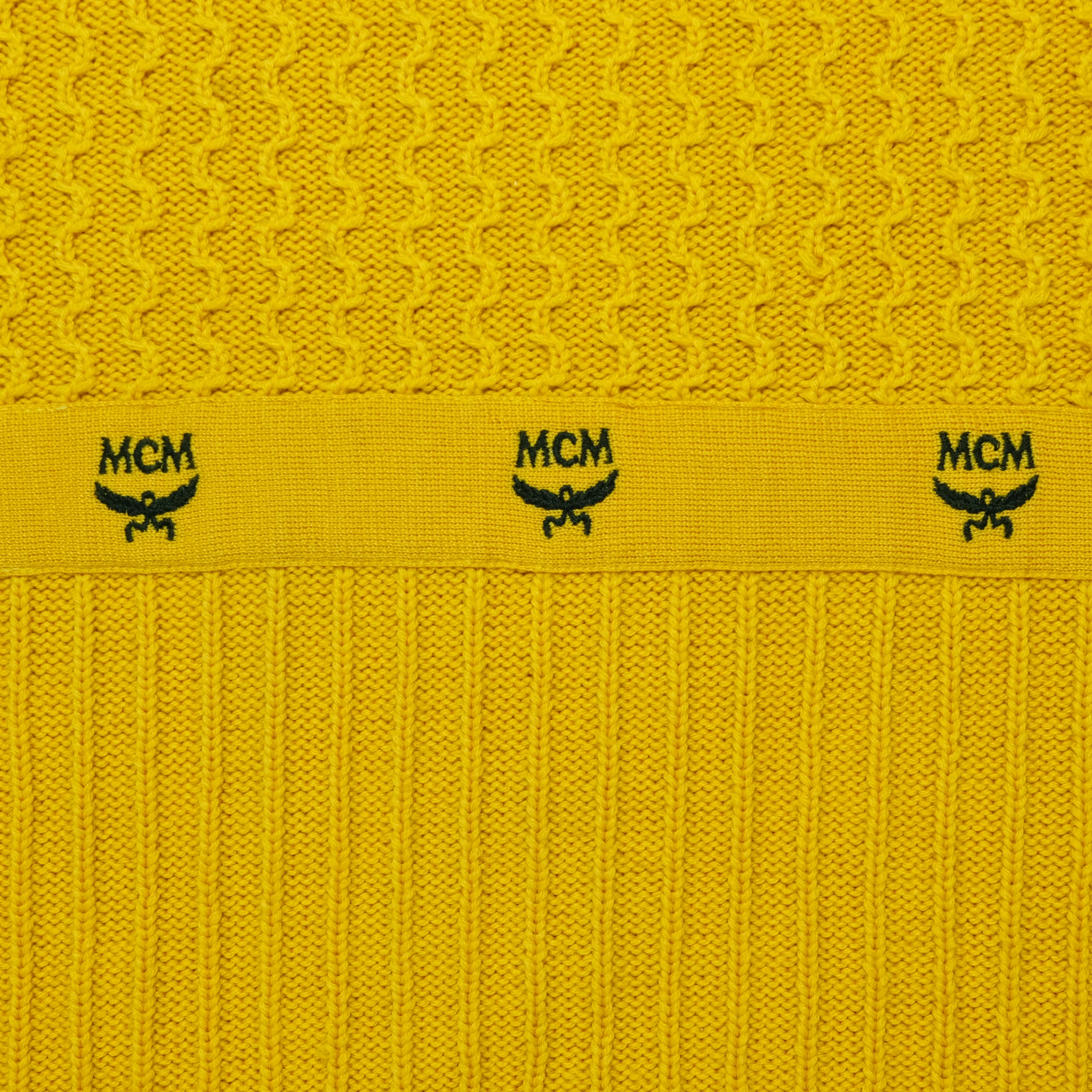 Vintage MCM The Golden Jeans Center Striped Merino Wool Sweater 2000s Yellow 2XL - Image 4
