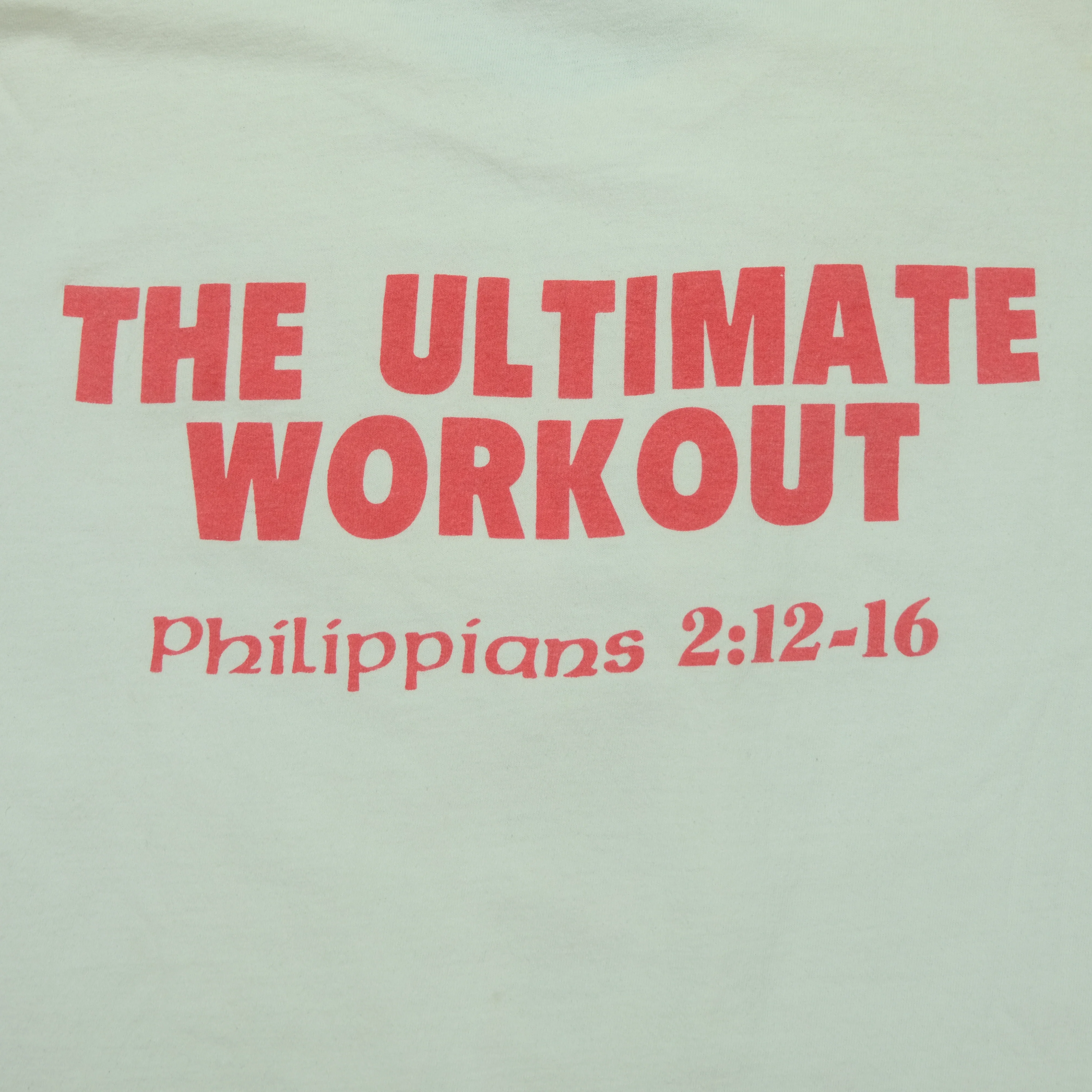 Vintage Messiah's Gym Jesus Christ The Ultimate Workout T Shirt 90s White L - Image 8