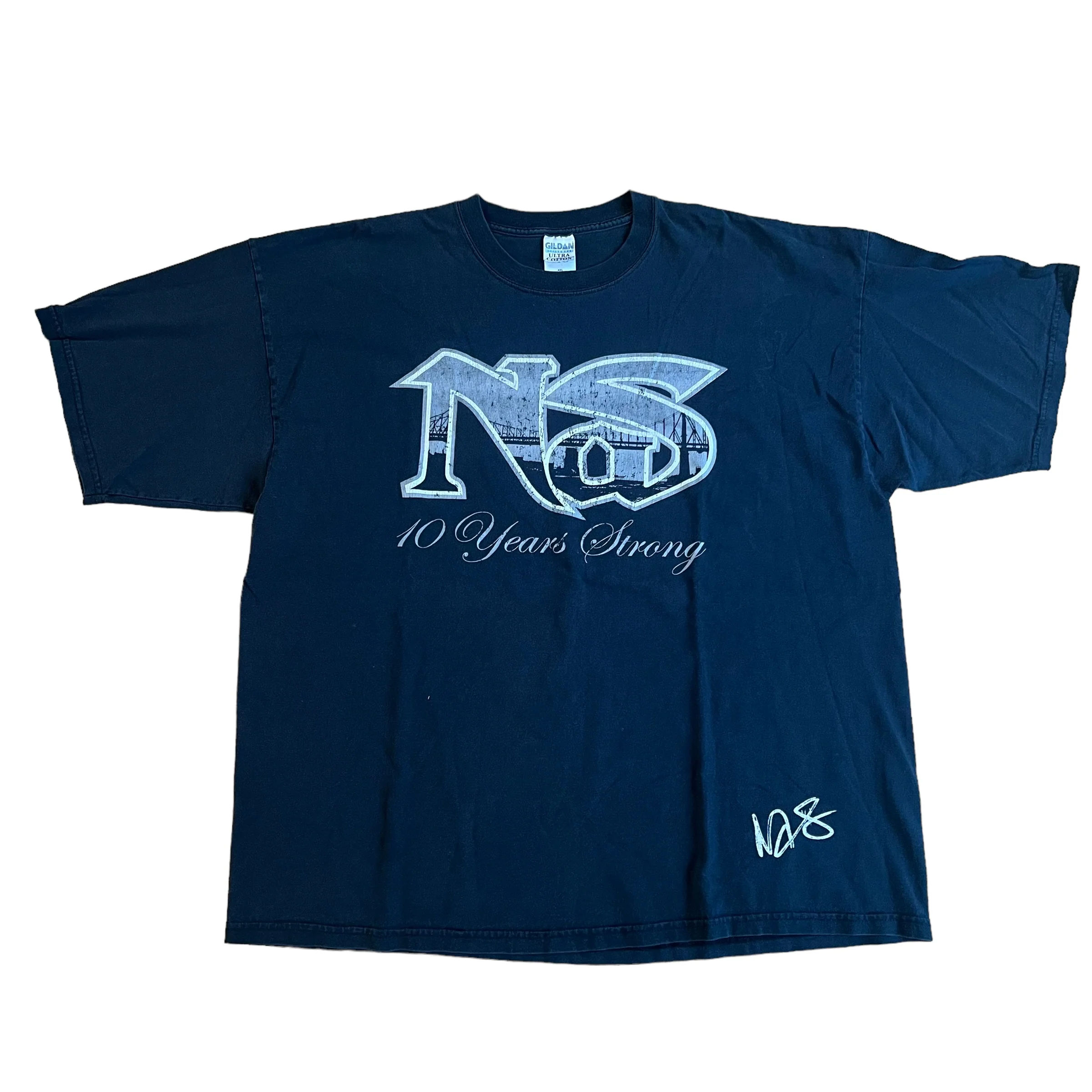 Vintage NAS 10 Years Strong 2004 Albums T Shirt 2000s Blue 2XL