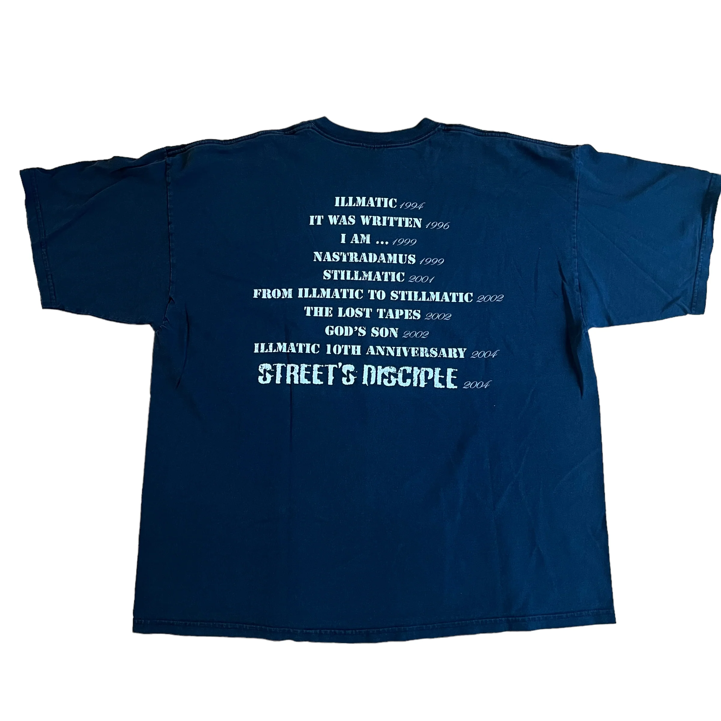 Vintage NAS 10 Years Strong 2004 Albums T Shirt 2000s Blue 2XL - Image 3