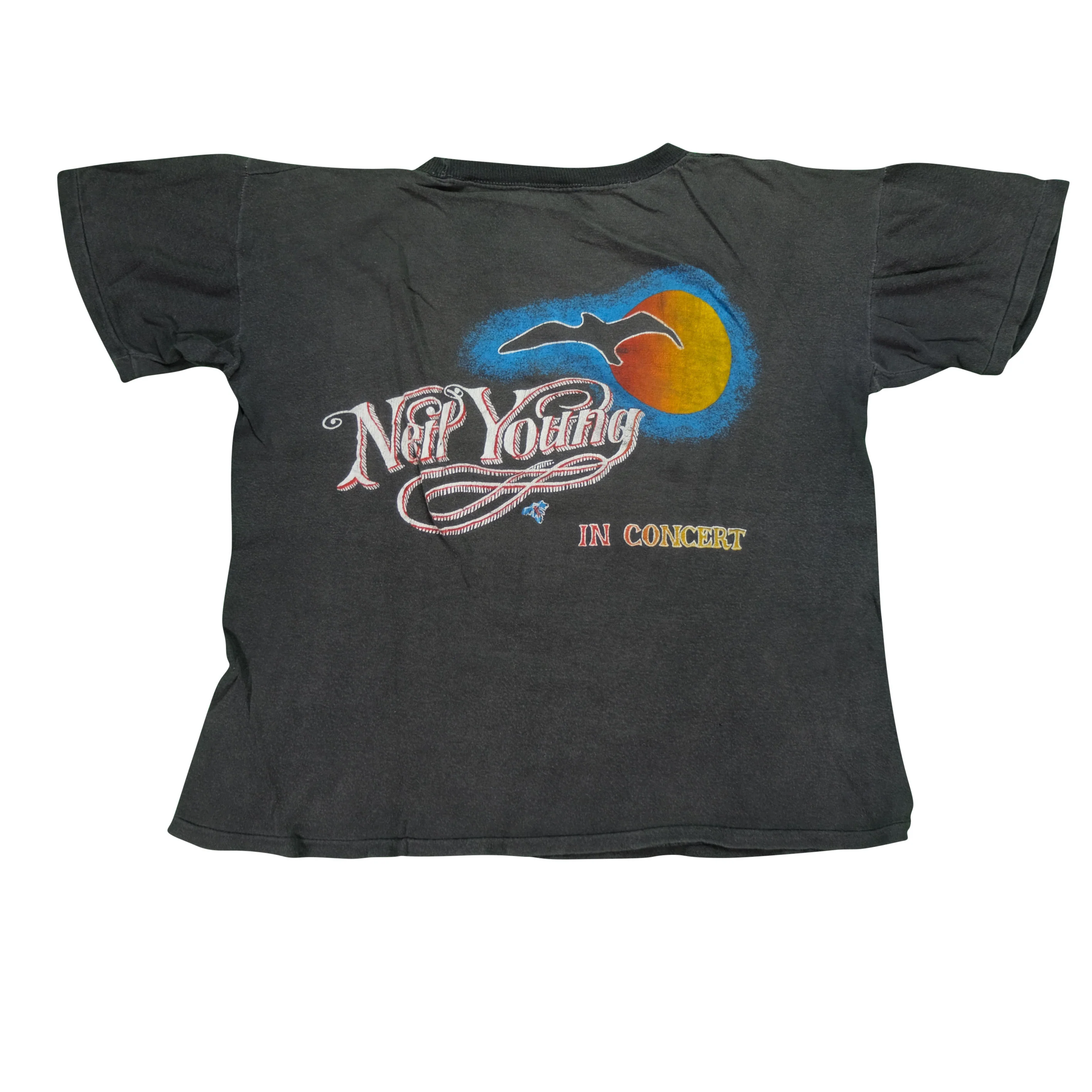 Vintage Neil Young Crazy Horse Band Tour T Shirt 80s Black - Image 2