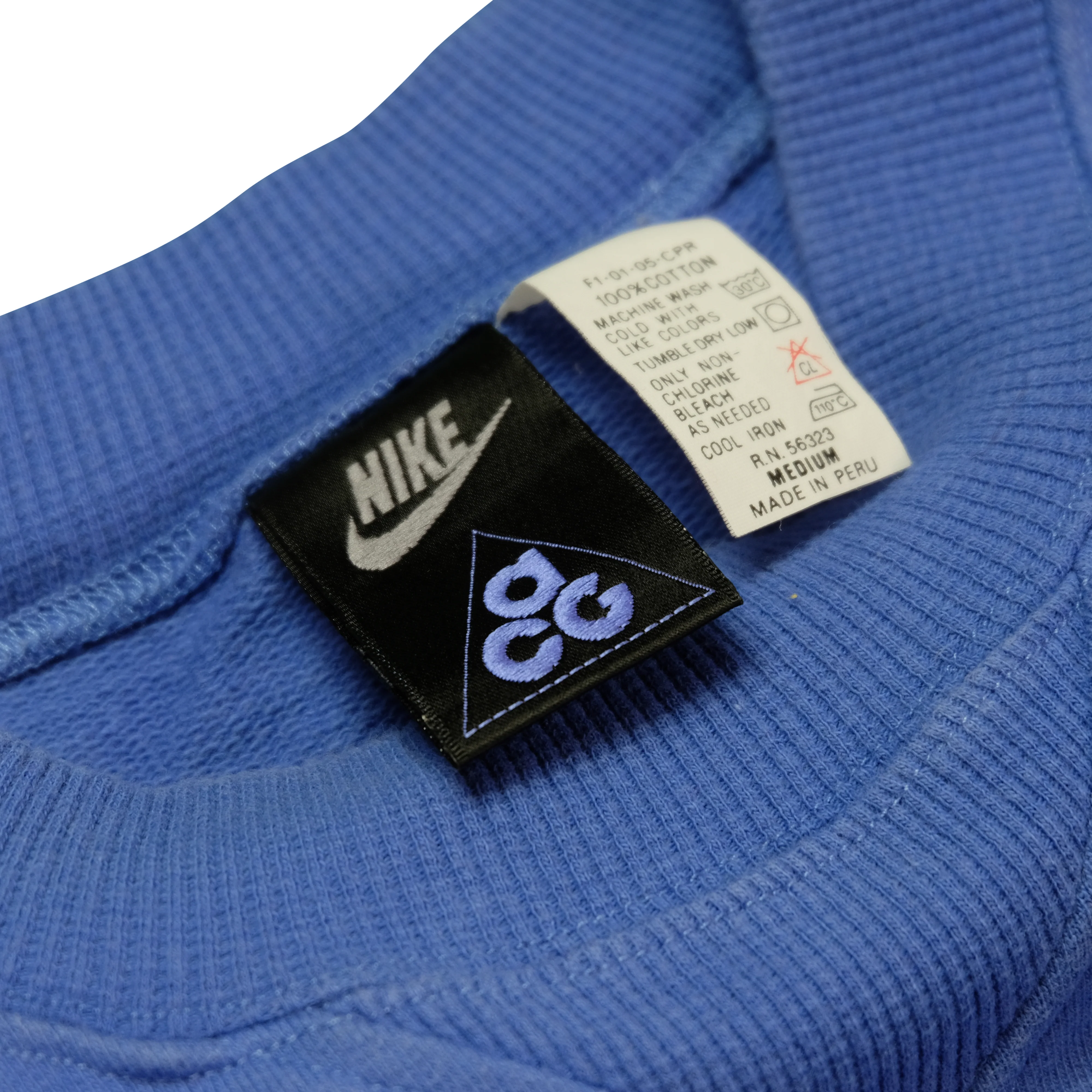 Vintage NIKE ACG Spell Out Swoosh Pullover Sweatshirt 90s Blue M - Image 5