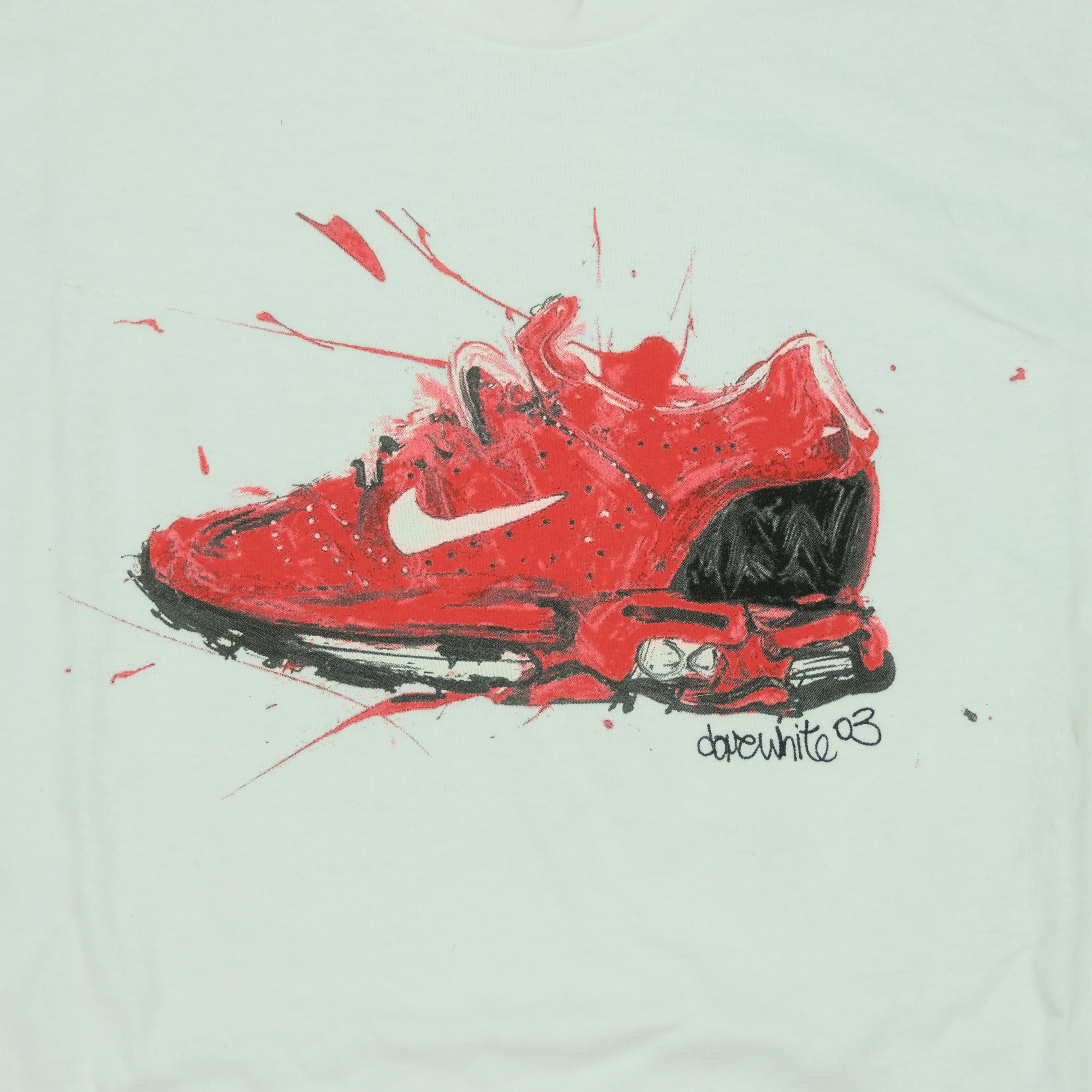 Vintage NIKE Air Max 90 Dave White Shoes 2003 Artwork Promo T Shirt 2000s White XL - Image 3