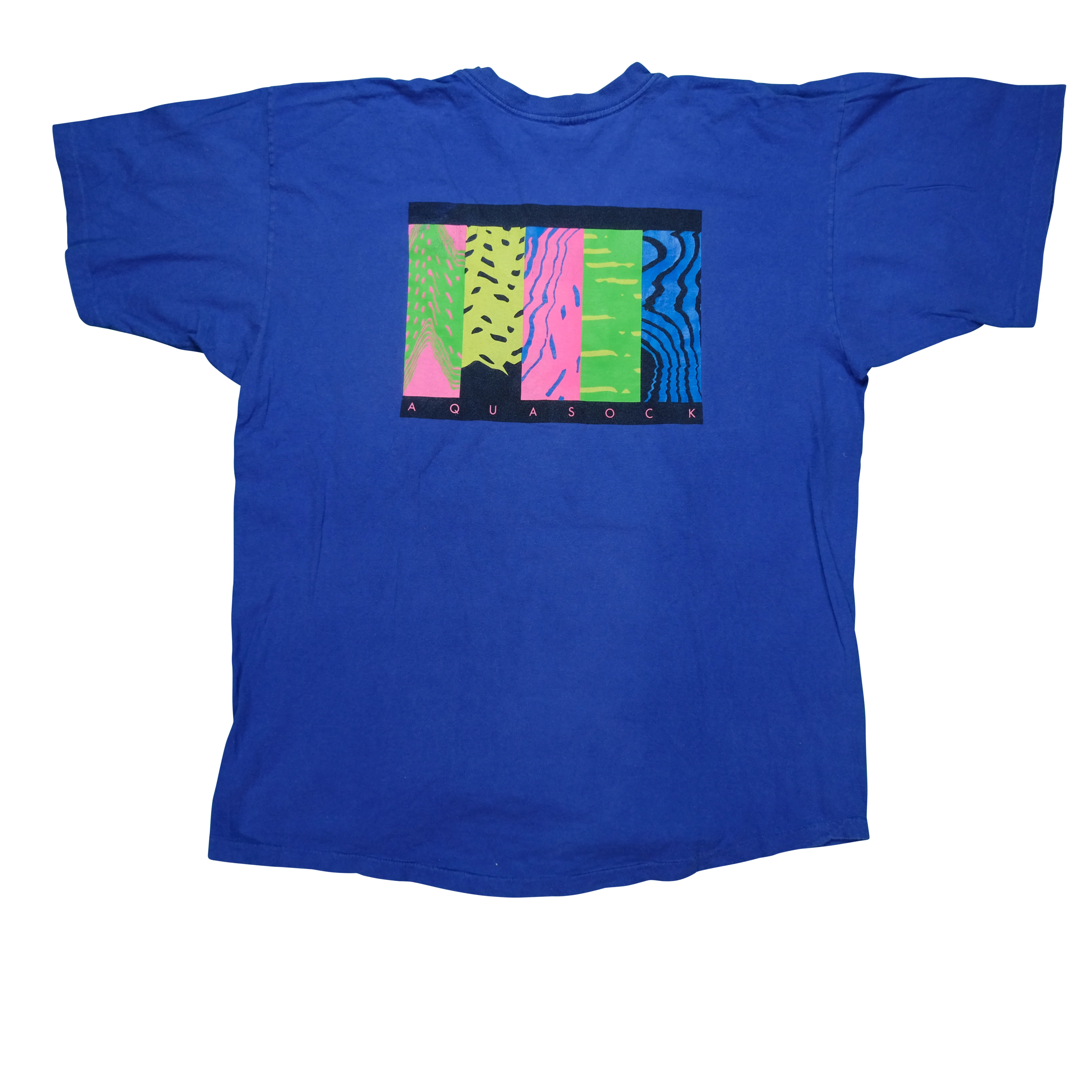 Vintage NIKE Aqua Gear Sock Spell Out T Shirt 80s 90s Blue XL - Image 2