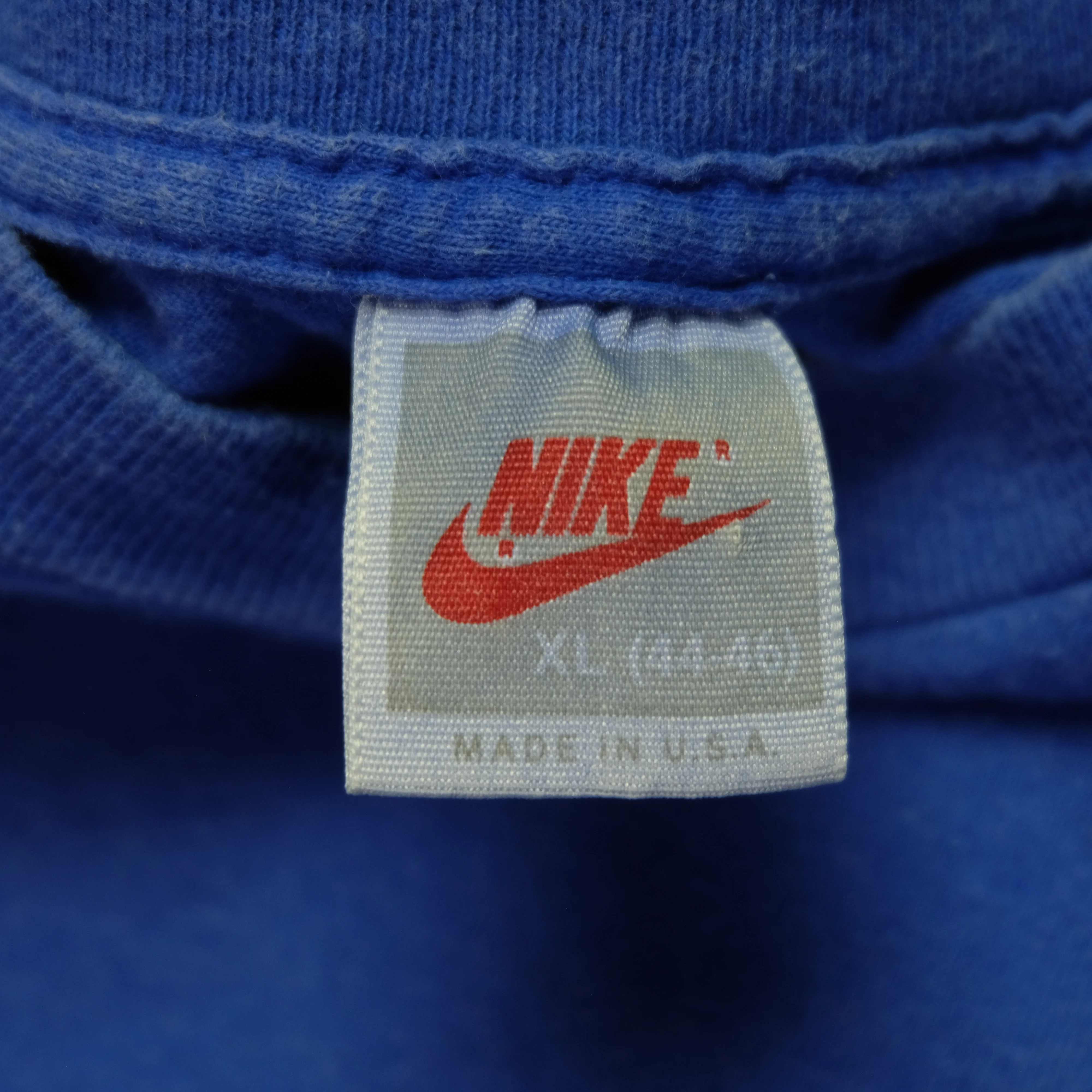 Vintage NIKE Aqua Gear Sock Spell Out T Shirt 80s 90s Blue XL - Image 4