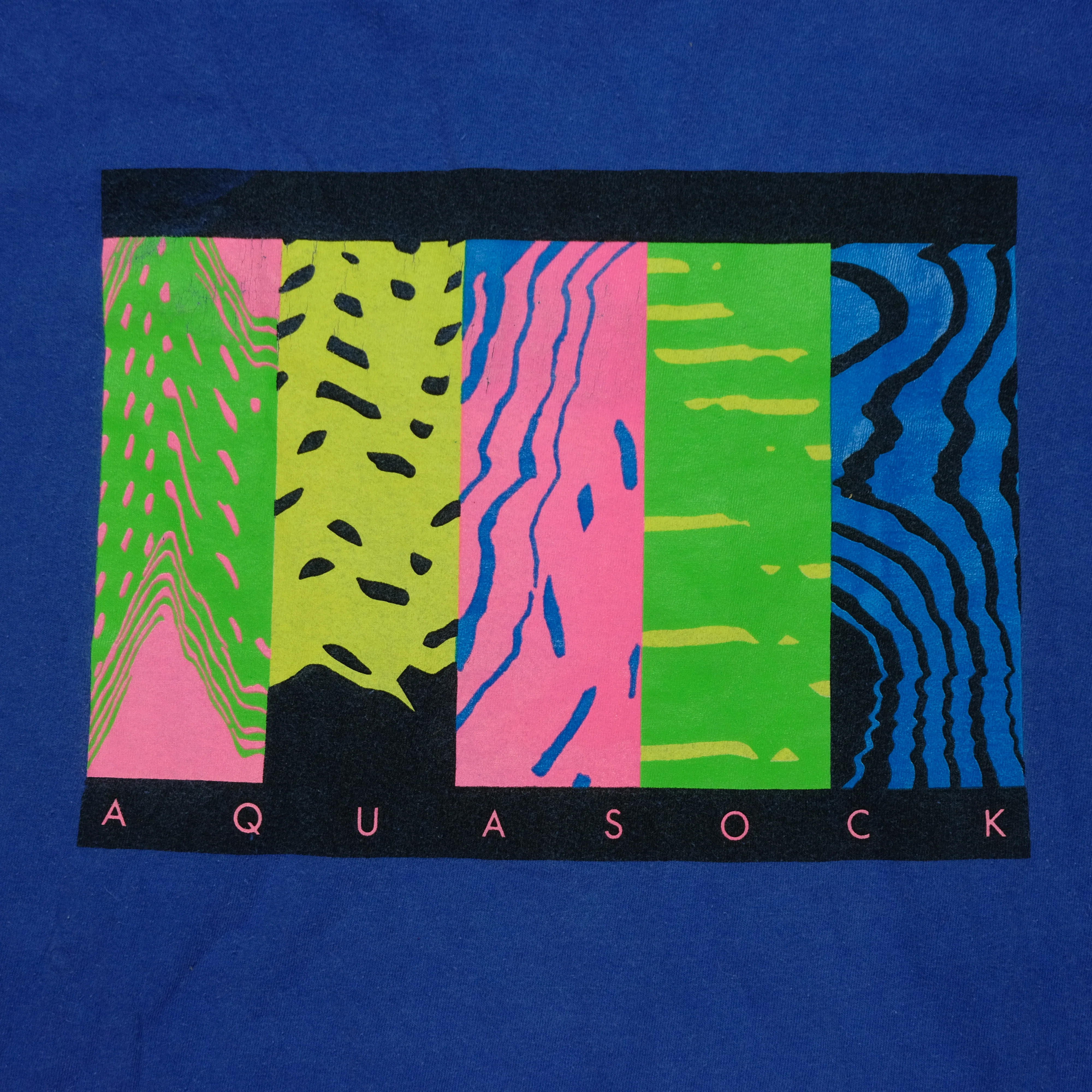 Vintage NIKE Aqua Gear Sock Spell Out T Shirt 80s 90s Blue XL - Image 5